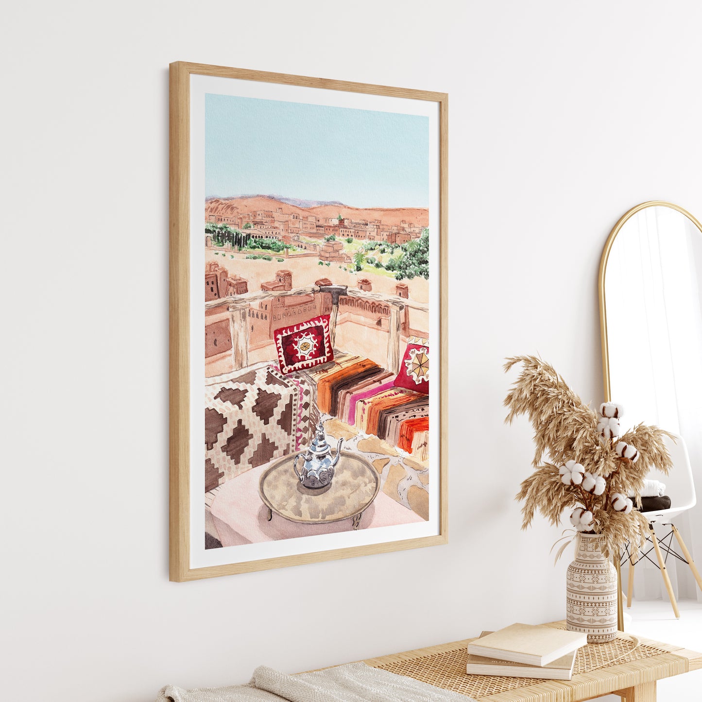 Ouarzazate Morocco Watercolor Wall Art, Morocco Landscape, Ouarzazate Painting, Traditional Art, Morocco Decor, North Africa Art, Travel Gift