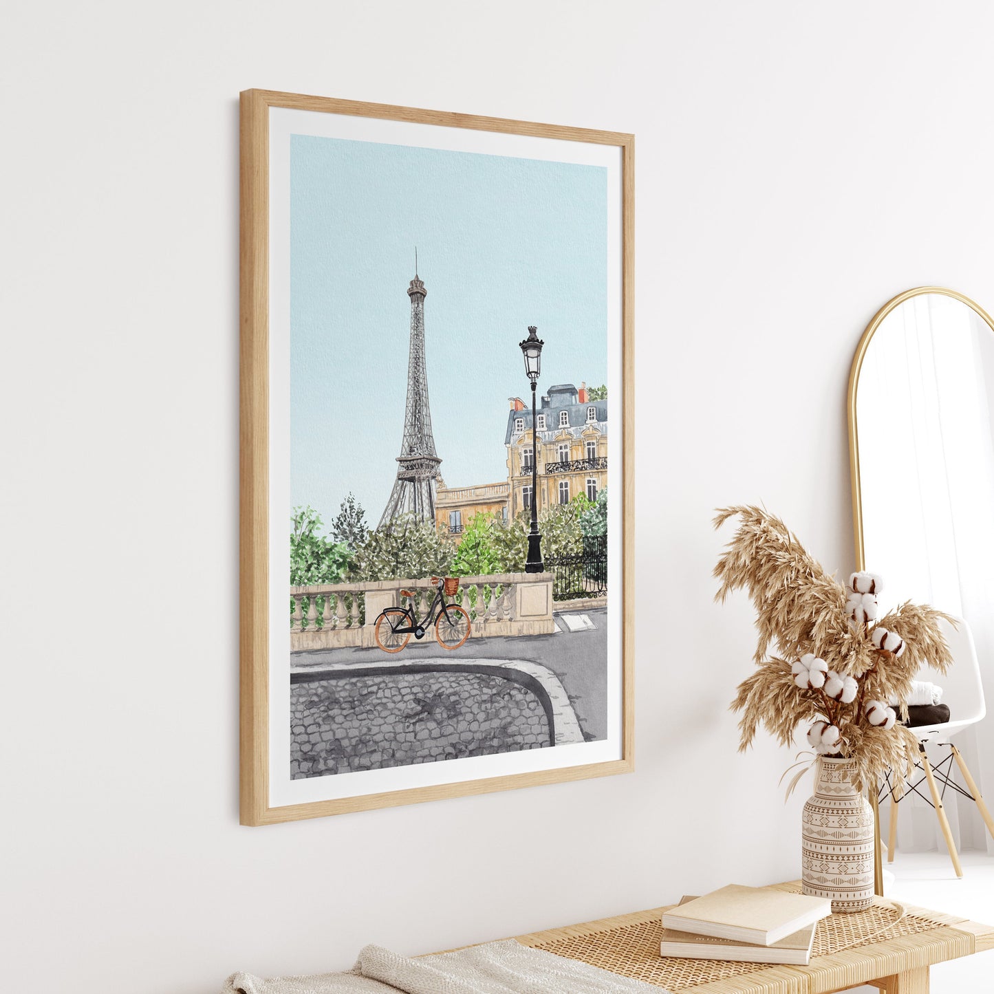 Paris watercolor cityscape art - NorrskenArt