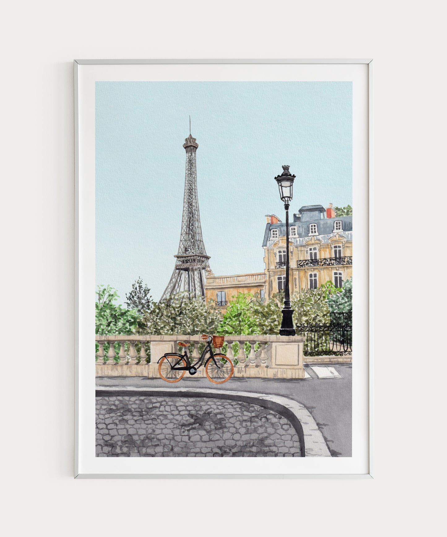 Paris City Watercolor Painting, Paris Art Print, Eiffel Tower Wall Art, Paris Cityscape Art, Instant Digital Download