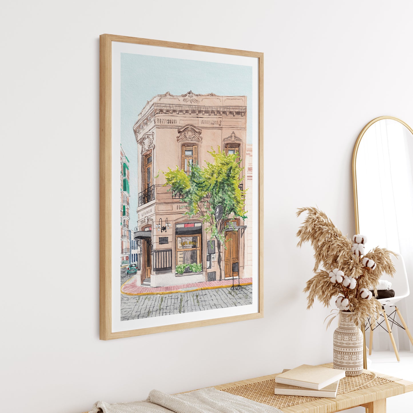 San Telmo Buenos Aires Watercolor Wall Art, Argentina Decor, San Telmo Painting, Buenos Aires Cityscape, San Telmo Urban Art