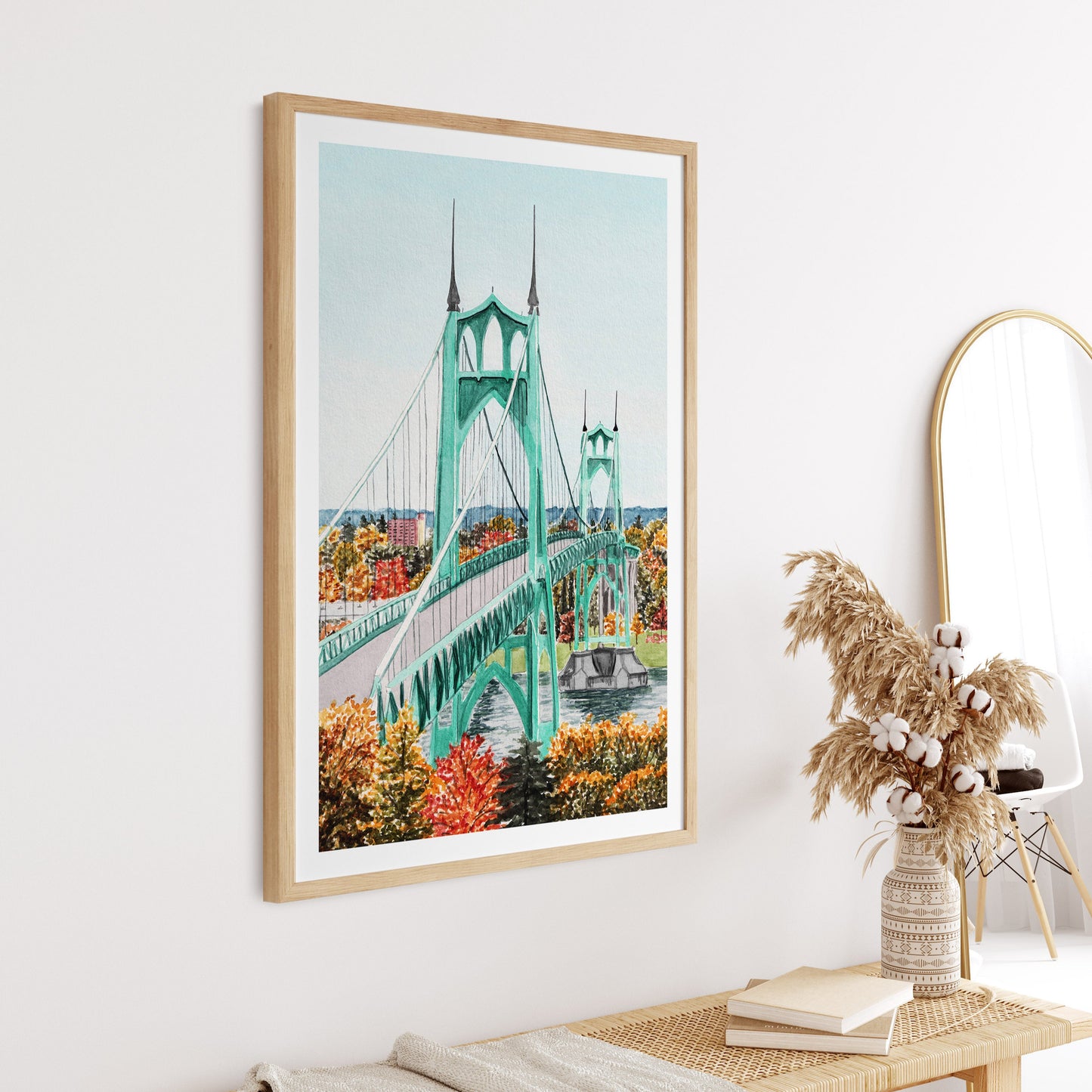 Portland watercolor wall art