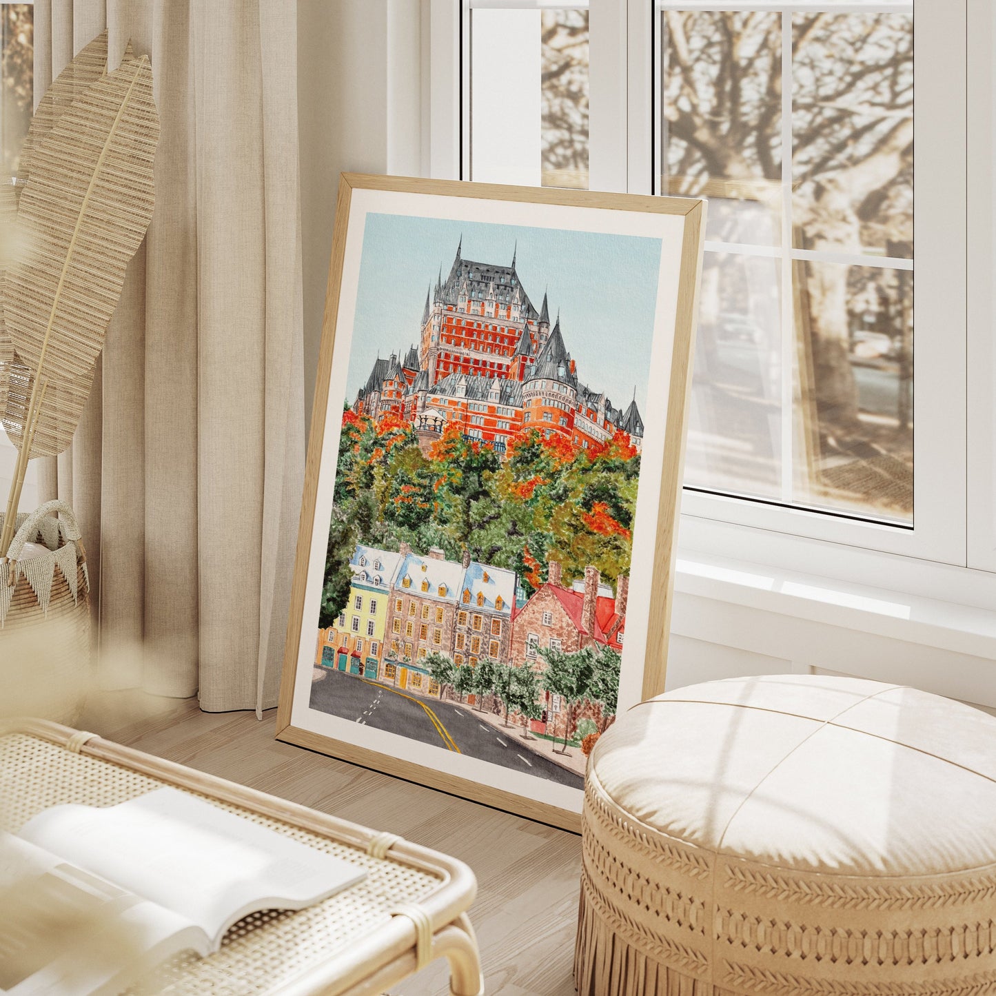 Quebec Cityscape in Fall ā Watercolor Art Print - NorrskenArt