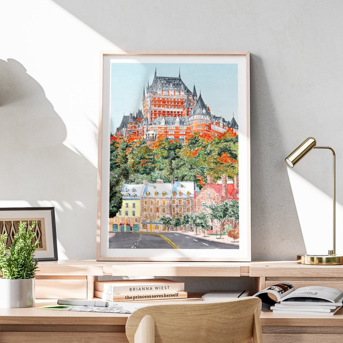 Quebec Cityscape in Fall ā Watercolor Art Print - NorrskenArt