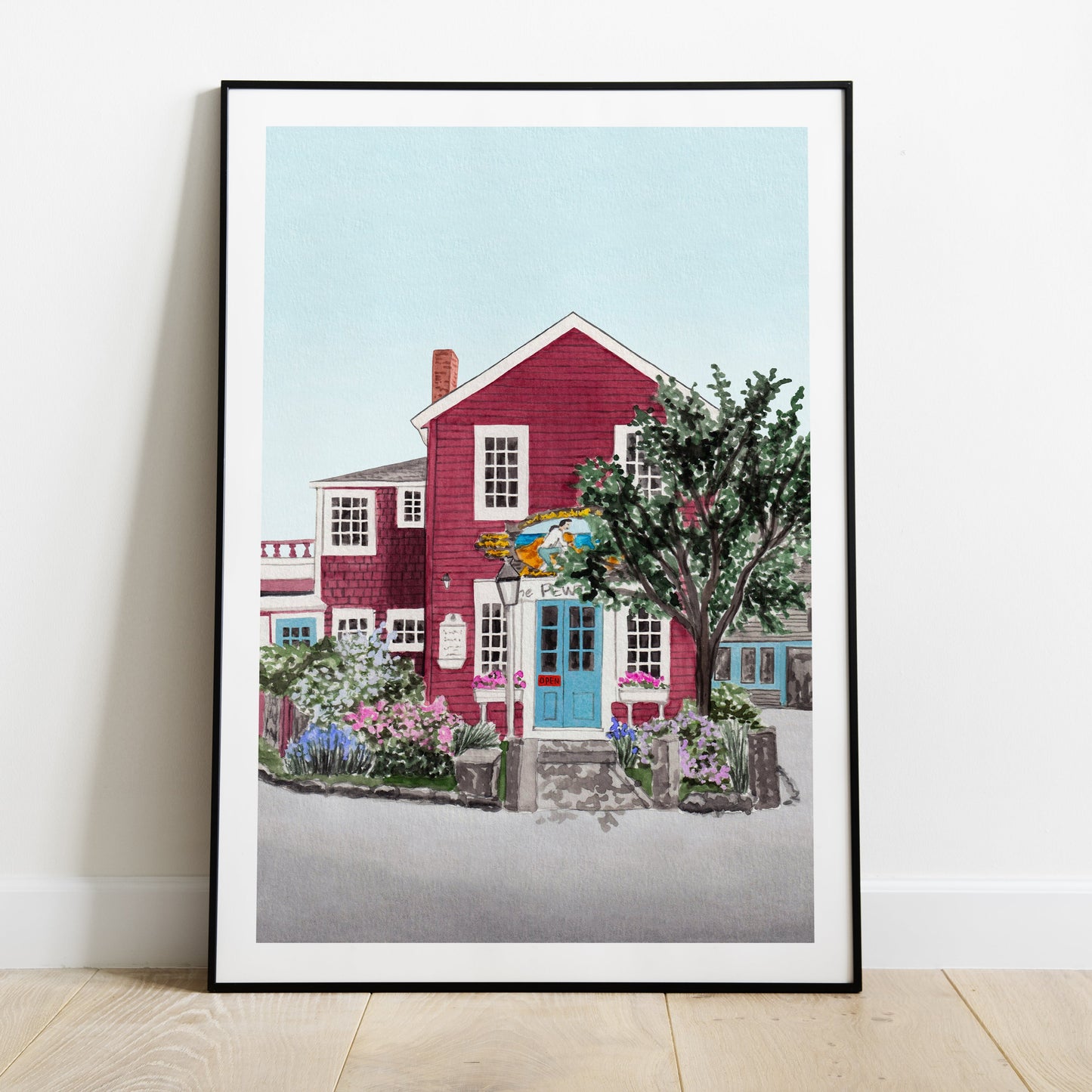 Rockport Town Watercolor Wall Art - NorrskenArt