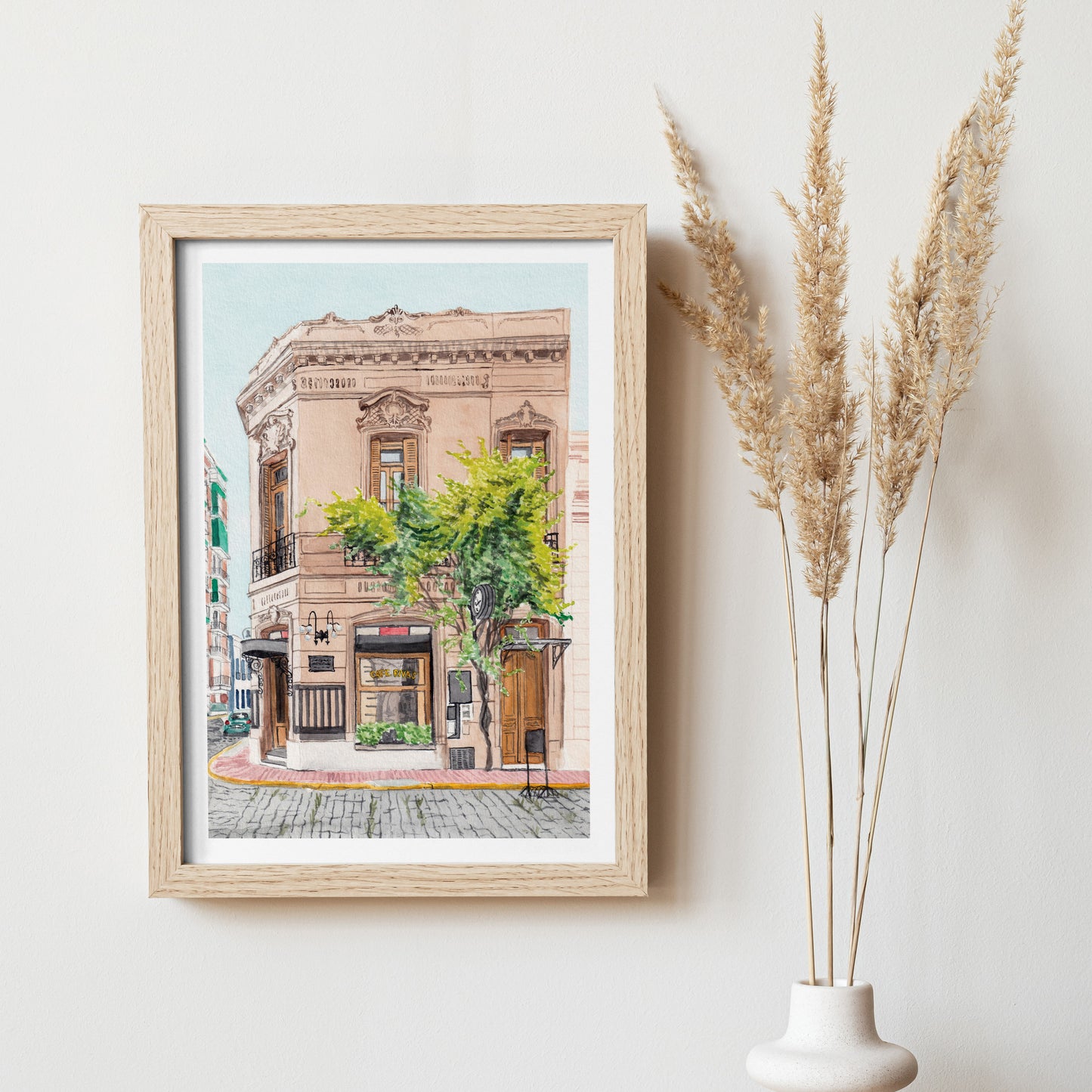 San Telmo Buenos Aires Watercolor Wall Art, Argentina Decor, San Telmo Painting, Buenos Aires Cityscape, San Telmo Urban Art