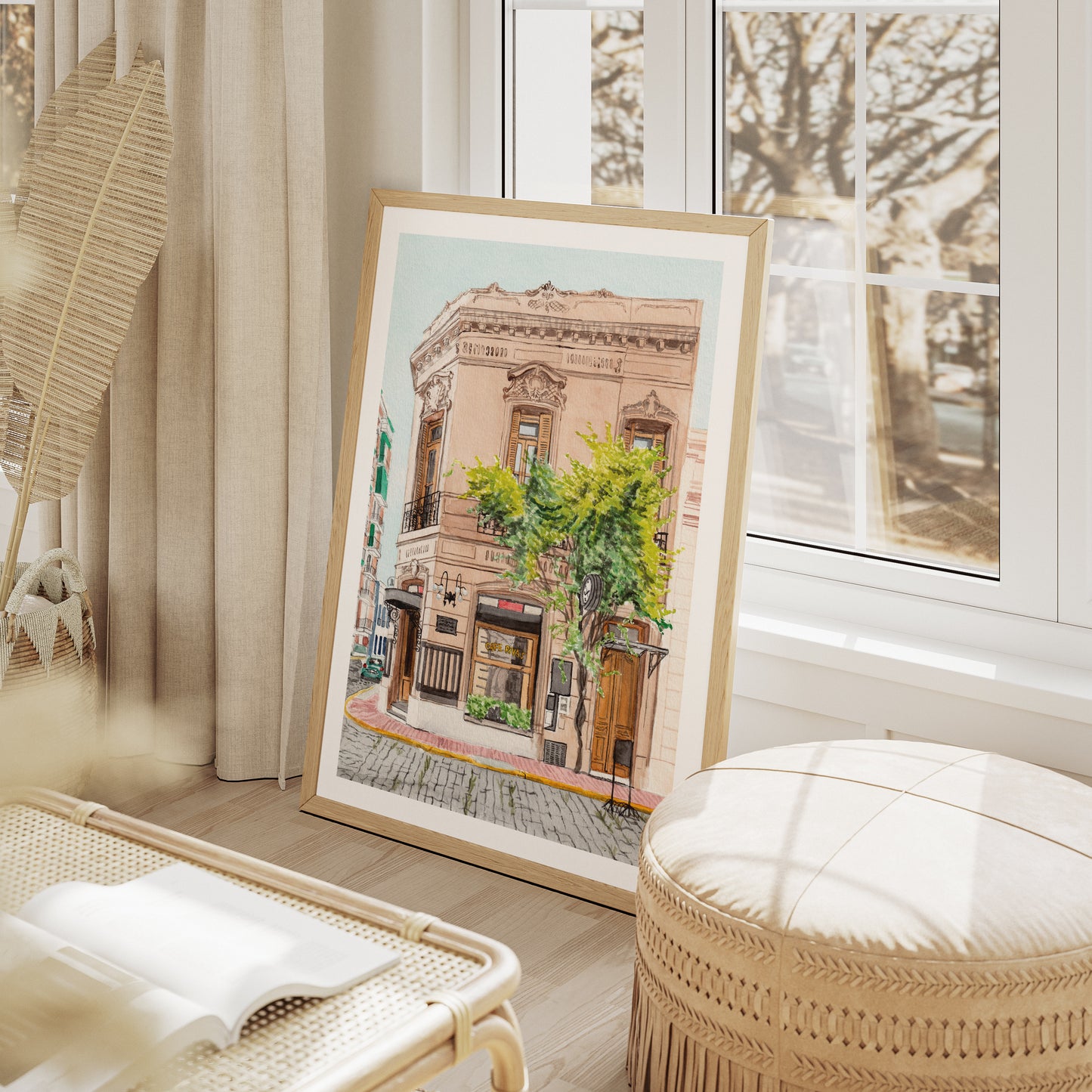 San Telmo Buenos Aires Watercolor Wall Art, Argentina Decor, San Telmo Painting, Buenos Aires Cityscape, San Telmo Urban Art