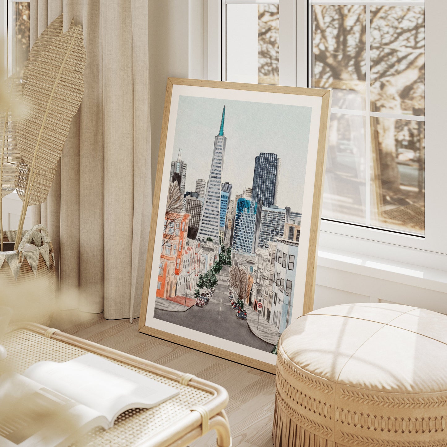 San Francisco Watercolor Art Cityscape - NorrskenArt