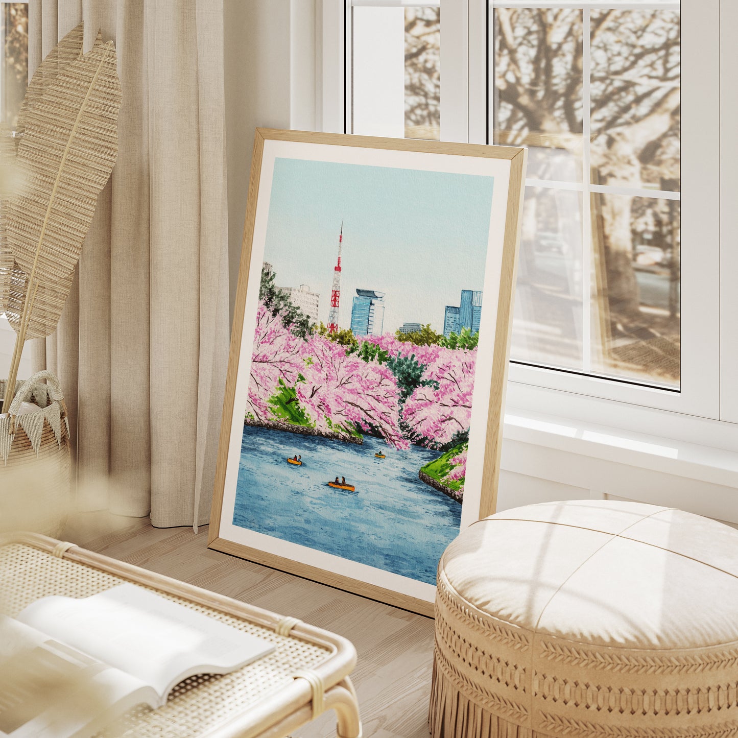 Tokyo Tower Japan Wall Art, Watercolor Print, Japanese Art, Tokyo Cityscape, Spring Decor, Asian Art