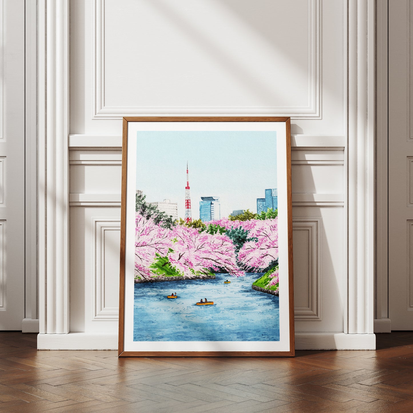 Tokyo Tower Japan Wall Art, Watercolor Print, Japanese Art, Tokyo Cityscape, Spring Decor, Asian Art