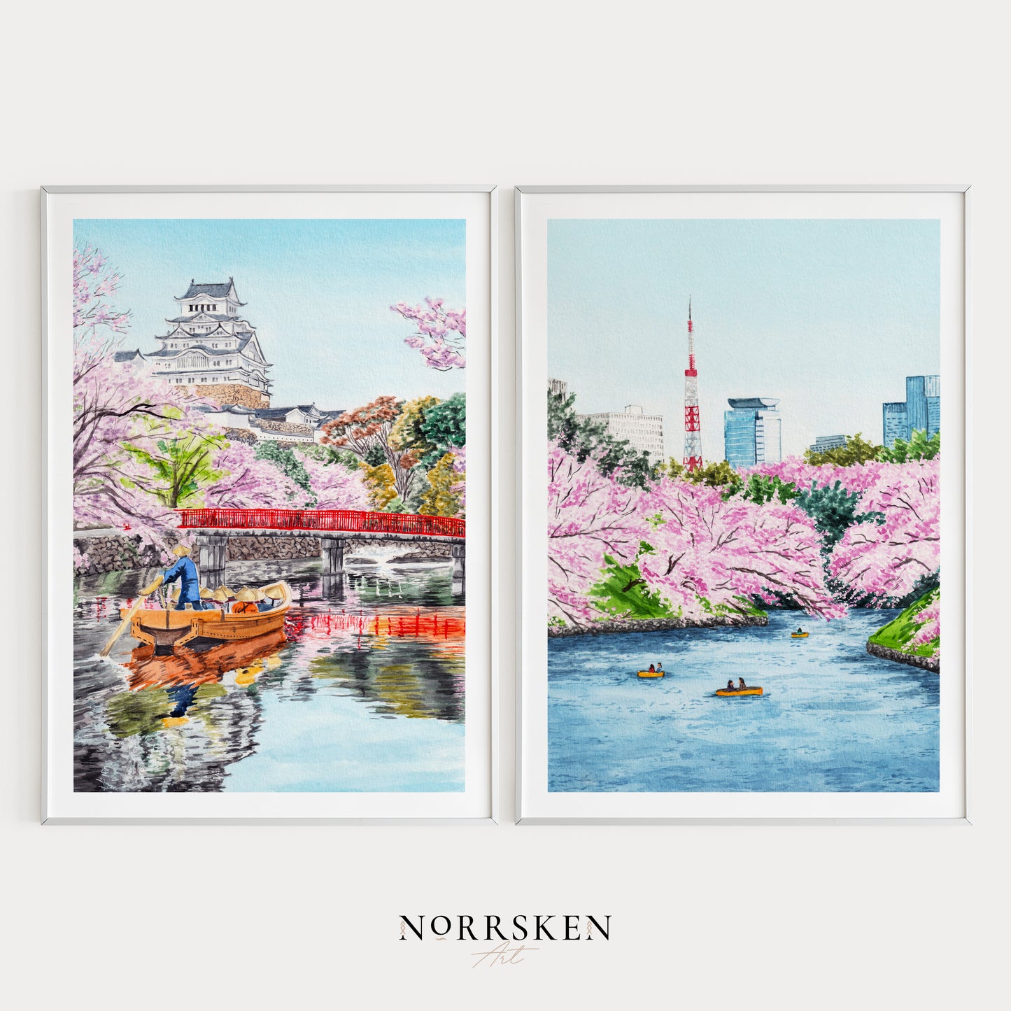 Japan Set of 6 Watercolor Art Prints, Japan Wall Art, Japanese Landscapes, Japan Spring Wall Decor, Tokyo Print, Japan Art, Travel Gift