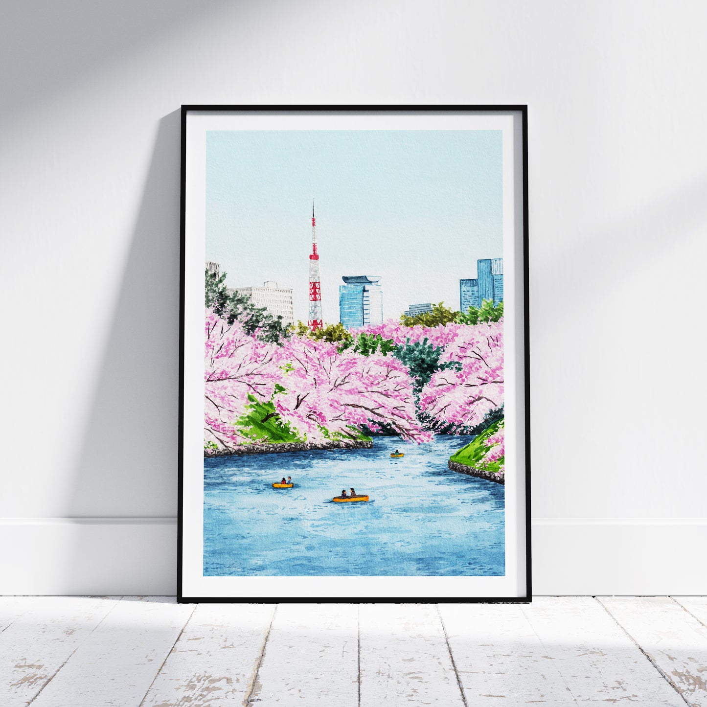 Tokyo Tower Japan Wall Art, Watercolor Print, Japanese Art, Tokyo Cityscape, Spring Decor, Asian Art