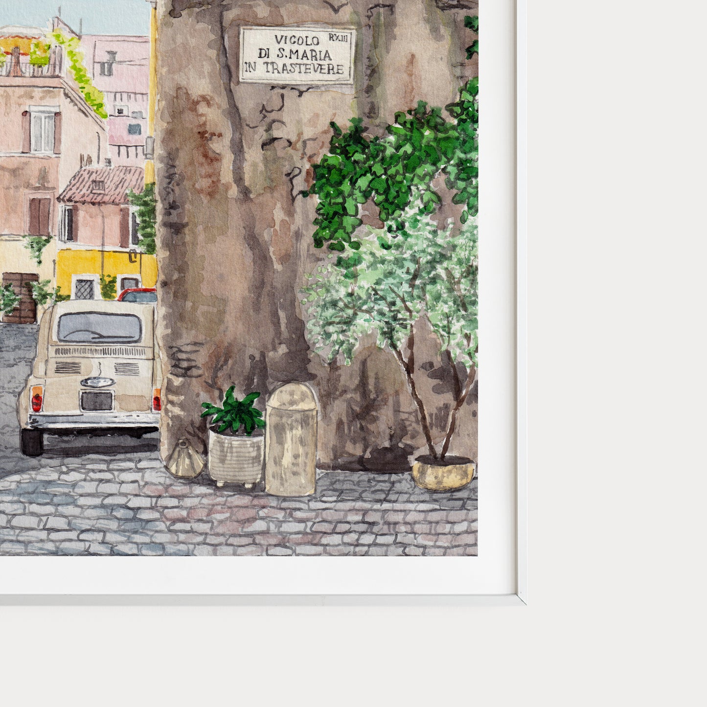 Trastevere Watercolor Print, Rome Cityscape, Italy Wall Art, Rome Printable Art, Italian Decor, Travel Art