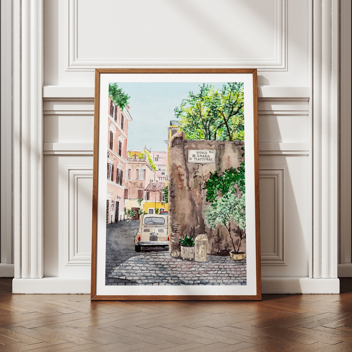 Trastevere Rome Watercolor Cityscape - NorrskenArt