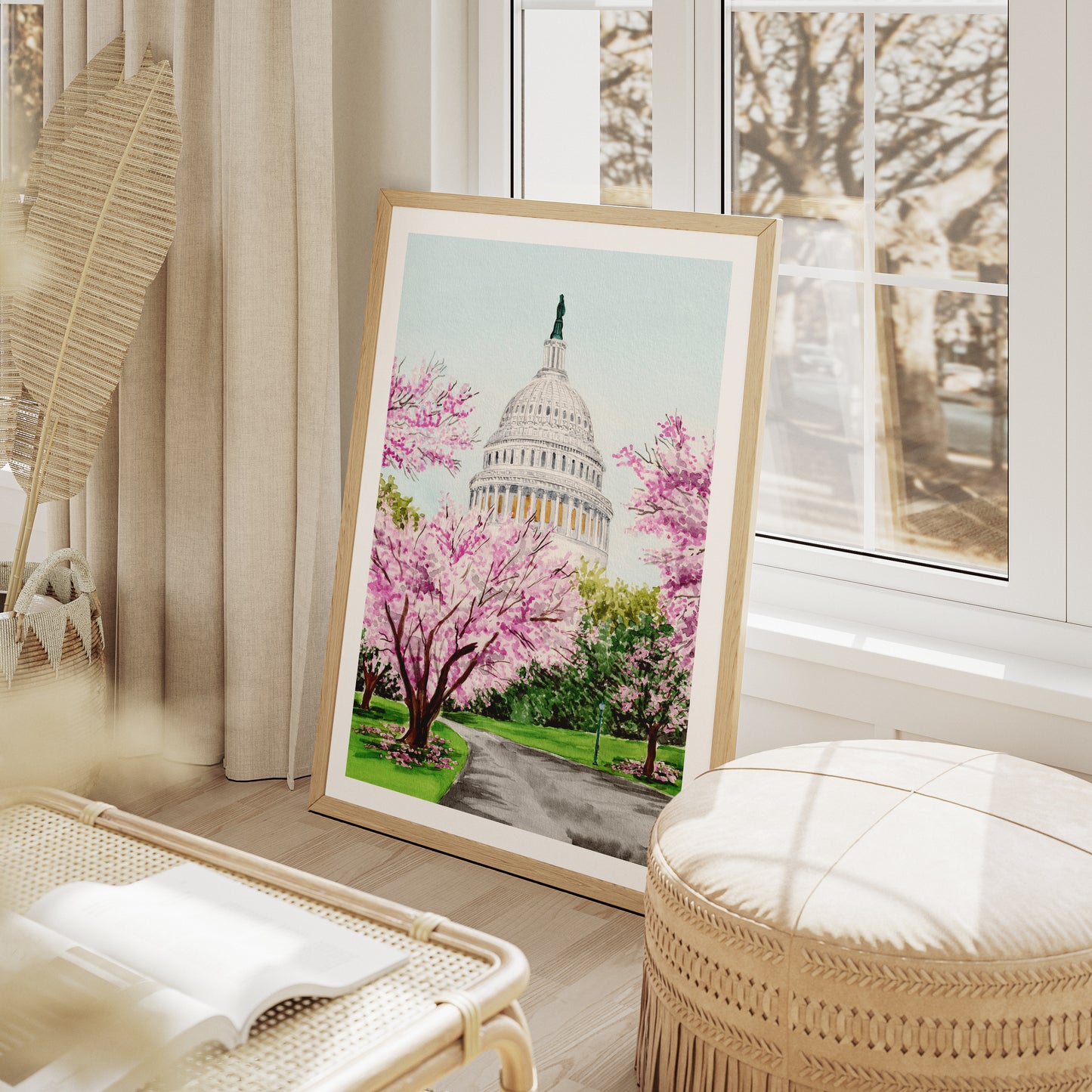 US Capitol Washington DC Watercolor Art, Spring Wall Art, USA Decor, Washington DC Travel Art