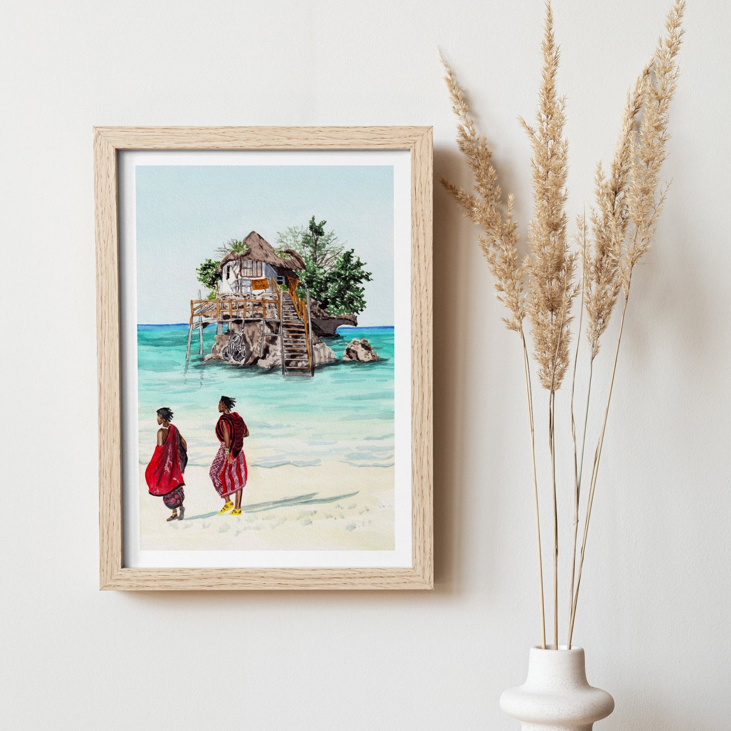 Zanzibar Print, Tanzania Wall Art, Watercolor Painting, African Art, Zanzibar Landscape, Traditional Art, Tanzania Decor, Travel Gift - NorrskenArt