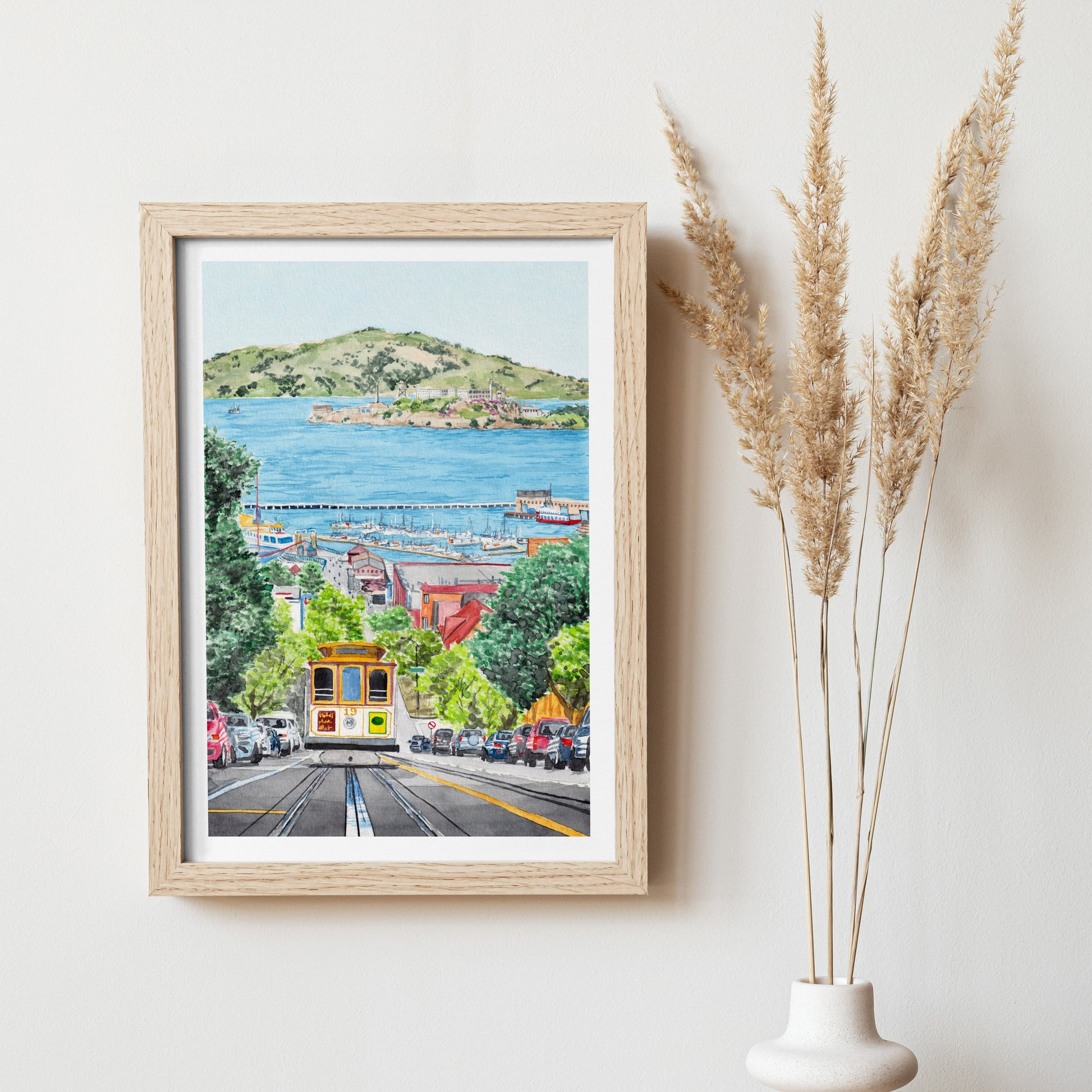 Alcatraz Island Watercolor Landscape - NorrskenArt