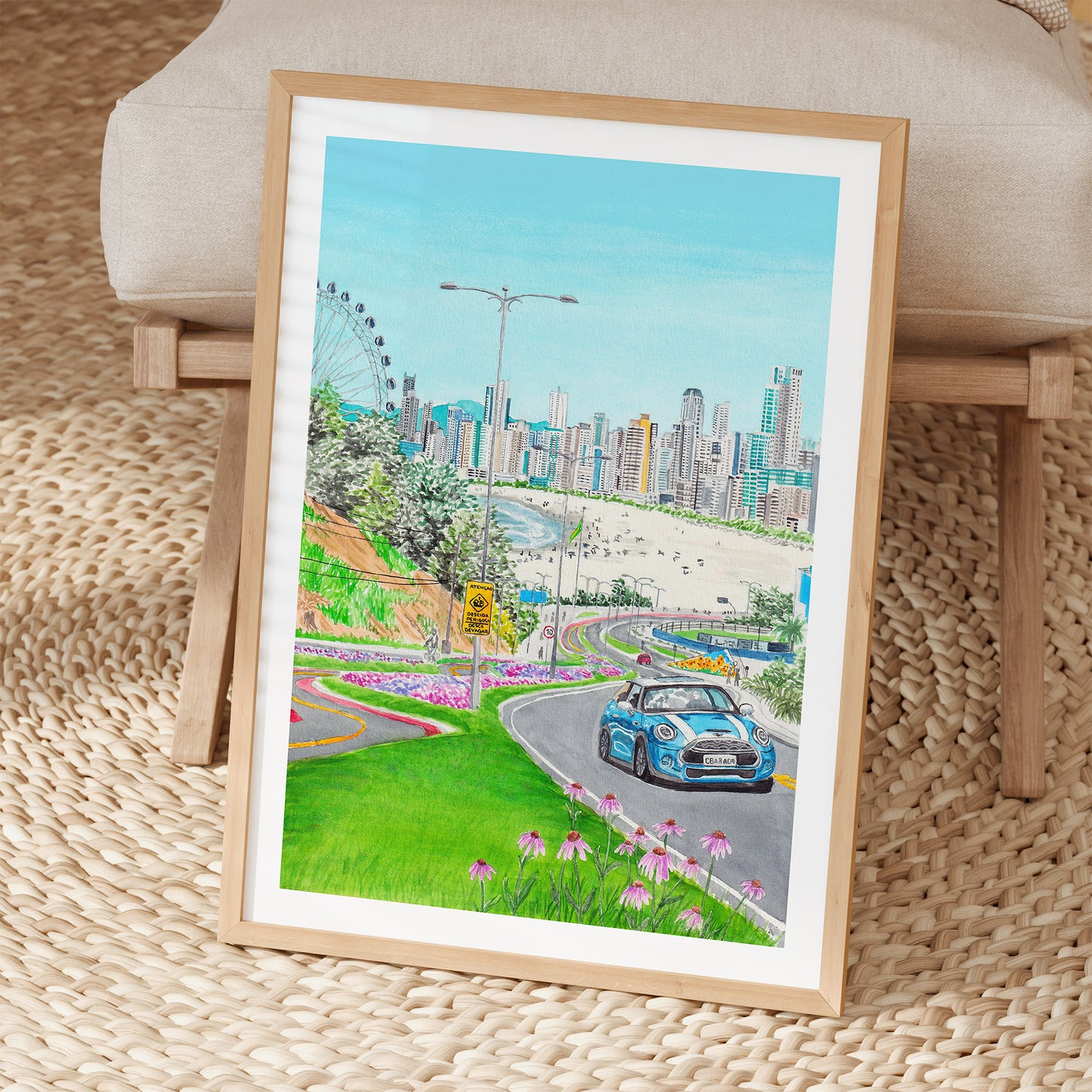 Balneario Camboriu Watercolor Print, Brazil Wall Art, Coastal Decor