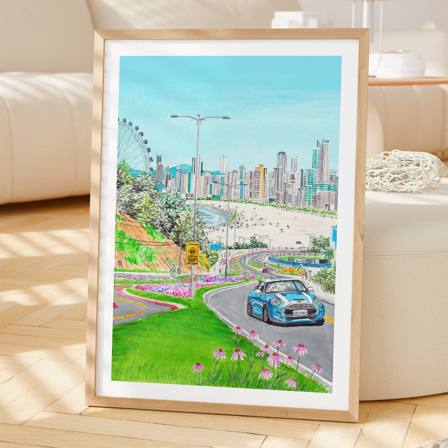 Balneario Camboriu Watercolor Print, Brazil Wall Art, Coastal Decor