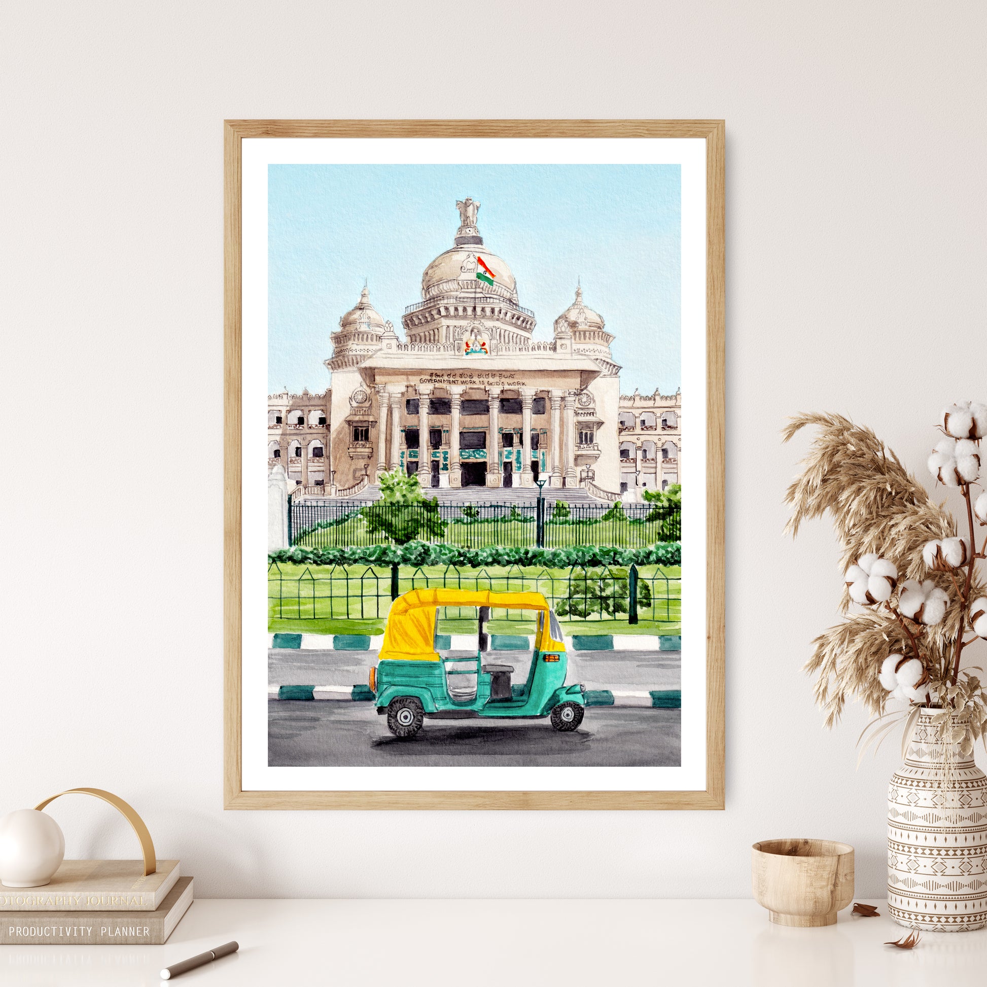 Bangalore India Watercolor Art Print - Vibrant Cityscape Wall Art - NorrskenArt