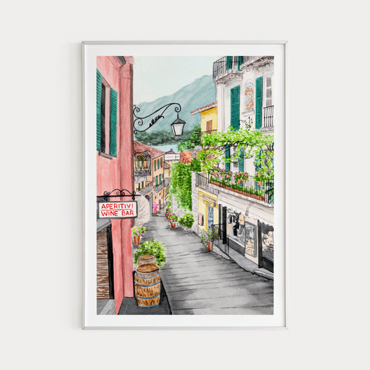 Bellagio Lake Como Landscape - Watercolor Painting - NorrskenArt