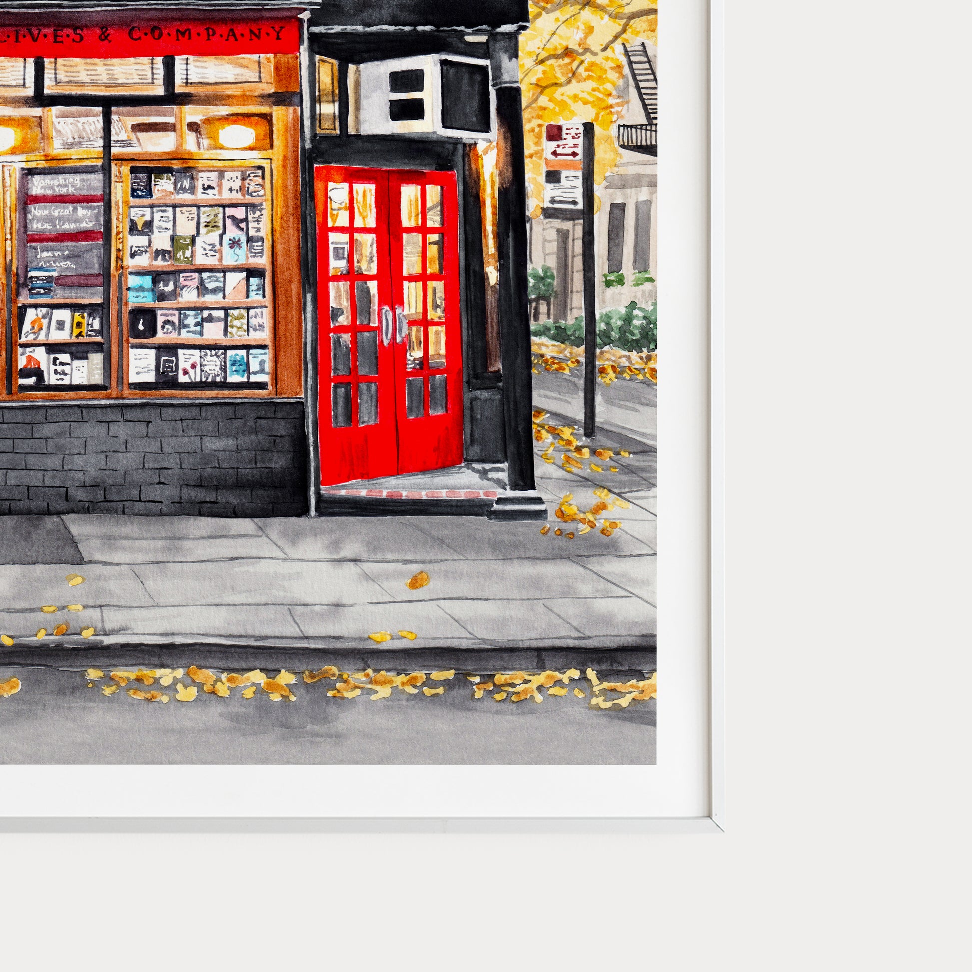 New York Bookshop Watercolor Art - Printable Digital Art - NorrskenArt