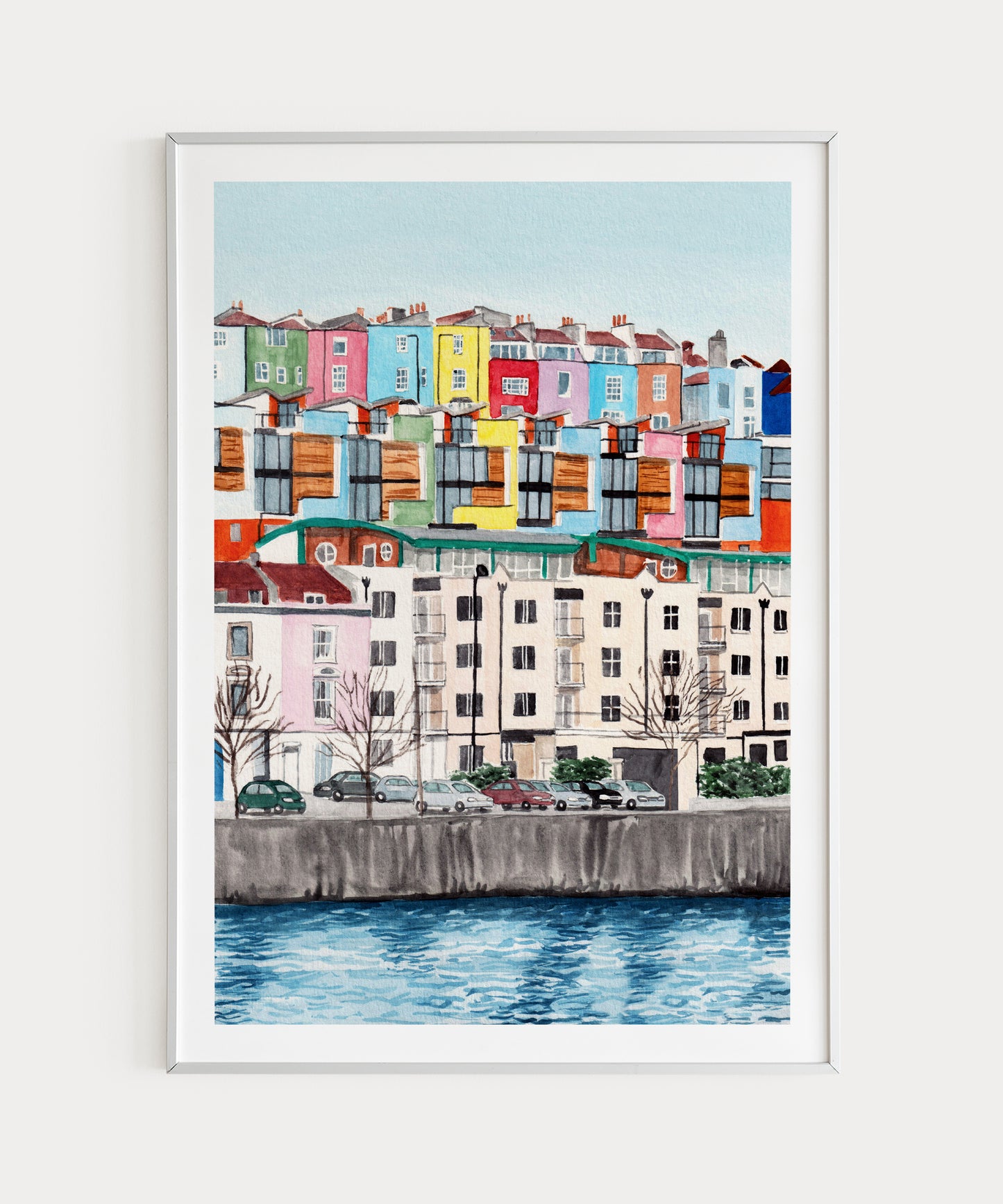 Bristol England Watercolor Print, UK Wall Art, Bristol Harbour Cityscape, Bristol Art, Bristol Harbour Cityscape, Bristol Painting