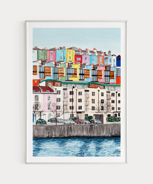 Bristol England Watercolor Print, UK Wall Art, Bristol Harbour Cityscape, Bristol Art, Bristol Harbour Cityscape, Bristol Painting