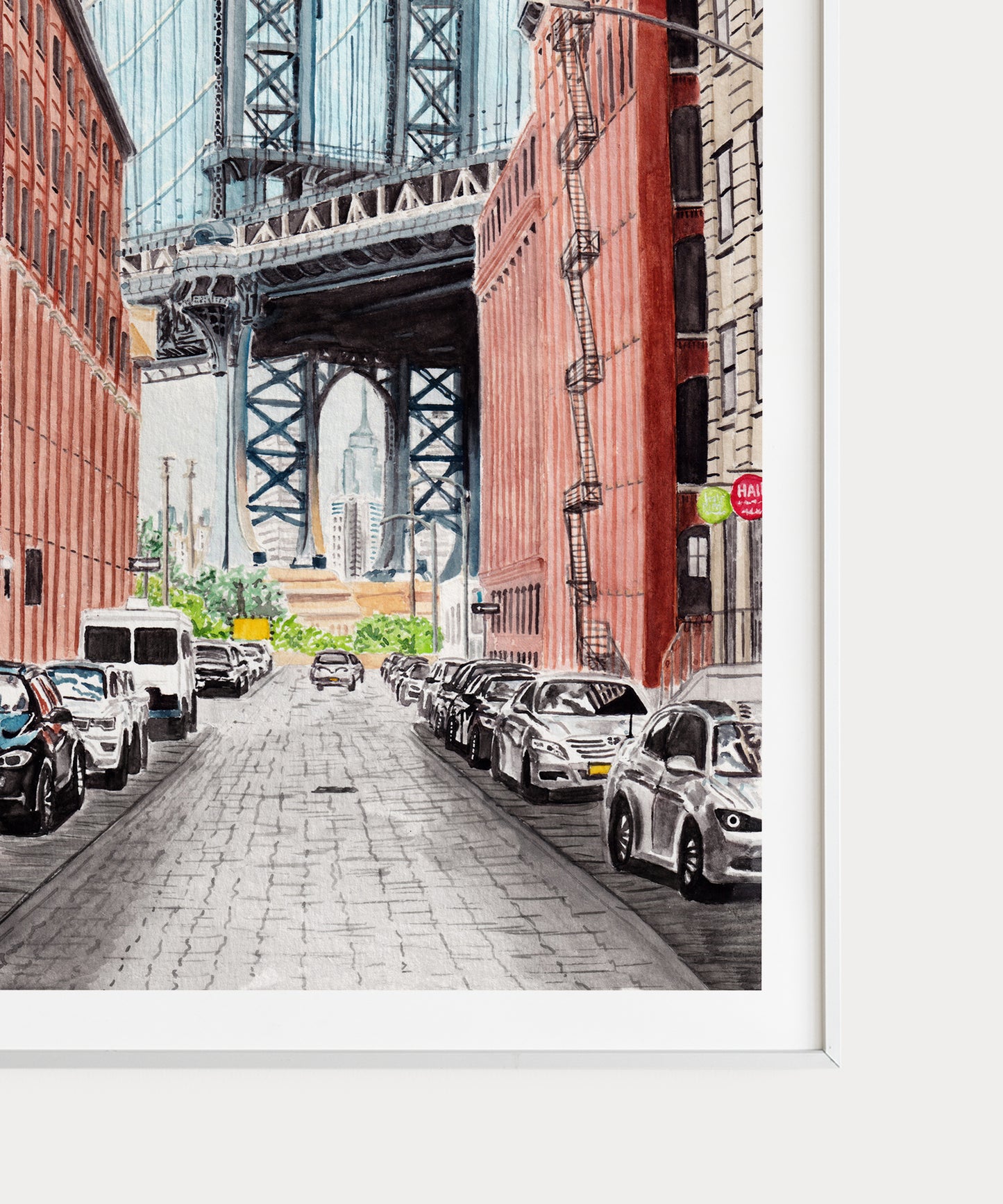 Manhattan Bridge, New York Wall Art, Manhattan Print, Watercolor Painting, New York Wall Decor - NorrskenArt