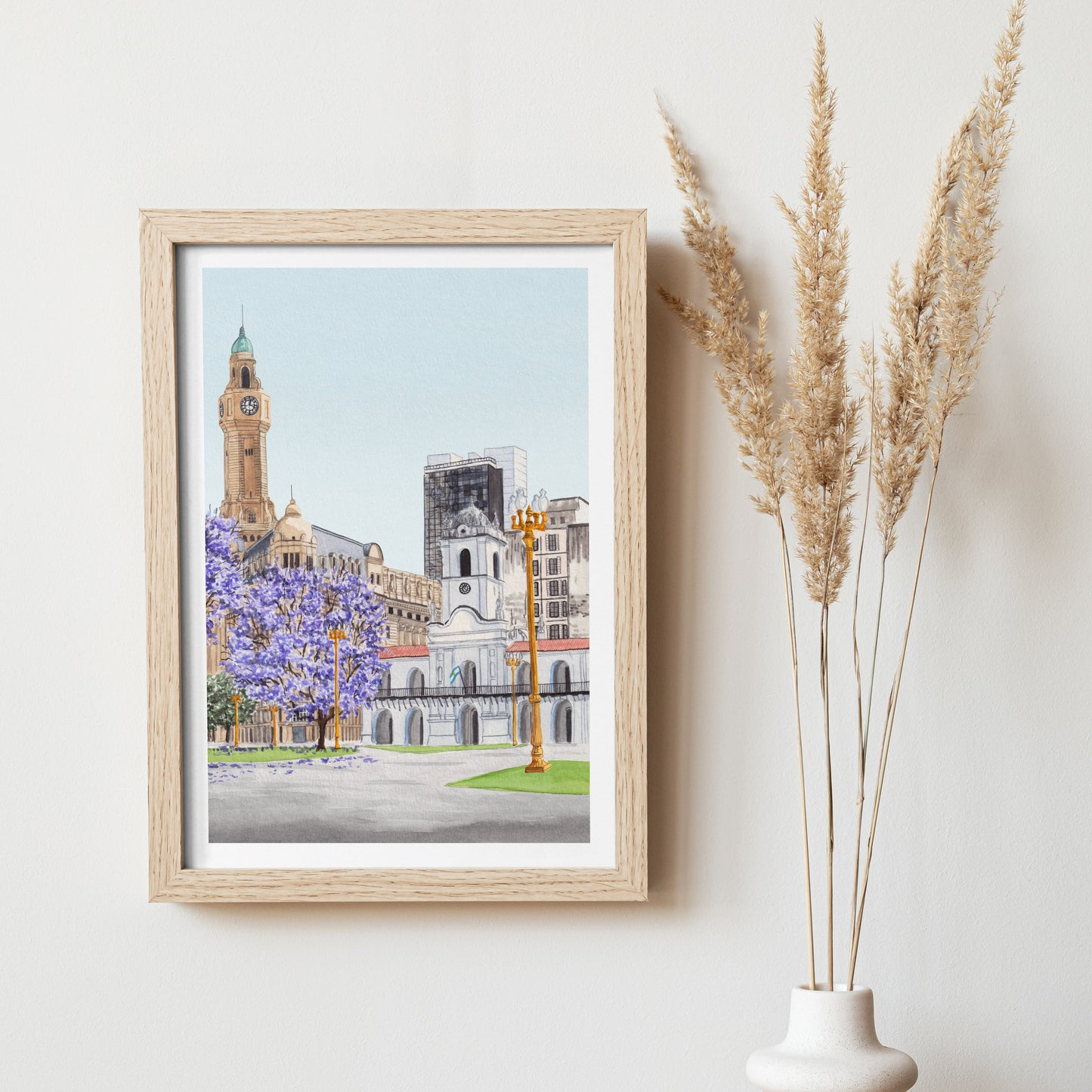 Buenos Aires Cabildo Watercolor Print, Argentina Wall Art, Buenos Aires Spring Decor, Buenos Aires Cityscape