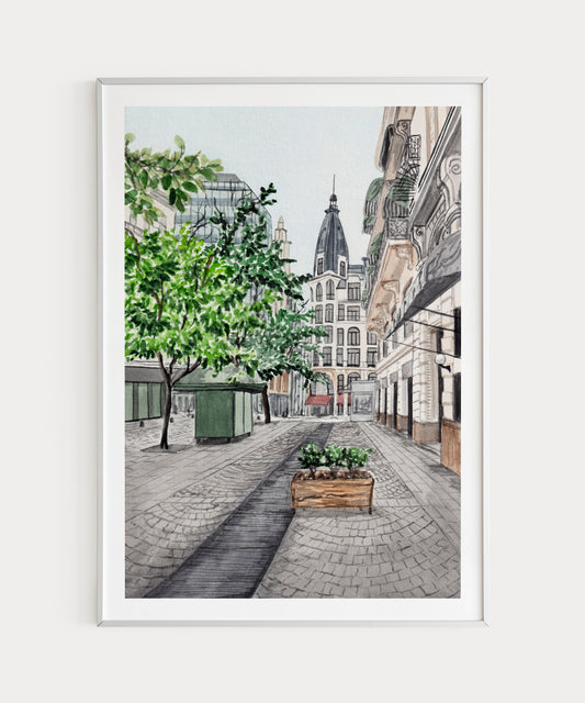 Buenos Aires Watercolor Cityscape Art - NorrskenArt