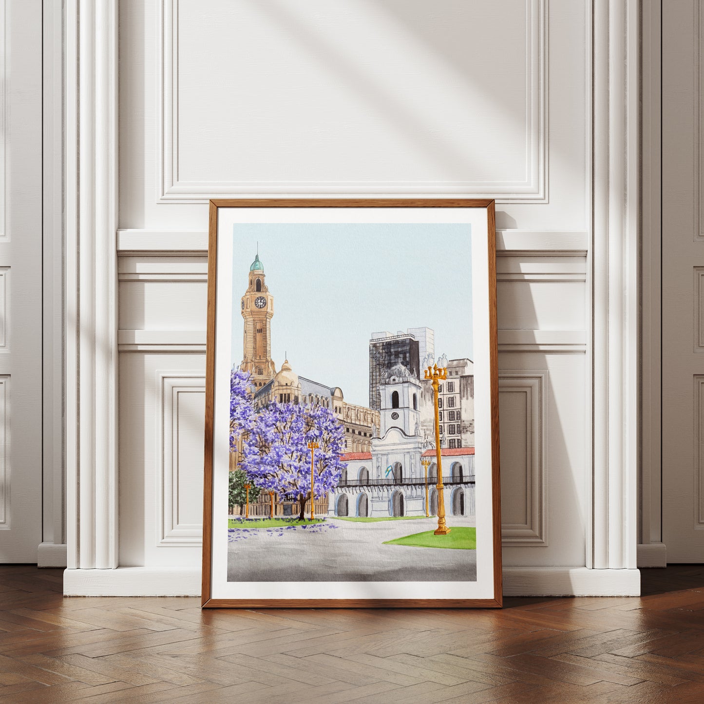 Buenos Aires Cabildo Watercolor Print, Argentina Wall Art, Buenos Aires Spring Decor, Buenos Aires Cityscape