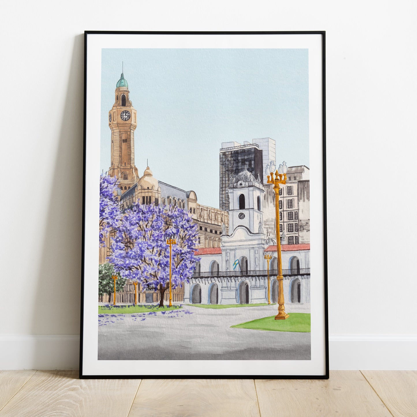 Buenos Aires Cabildo Watercolor Print, Argentina Wall Art, Buenos Aires Spring Decor, Buenos Aires Cityscape