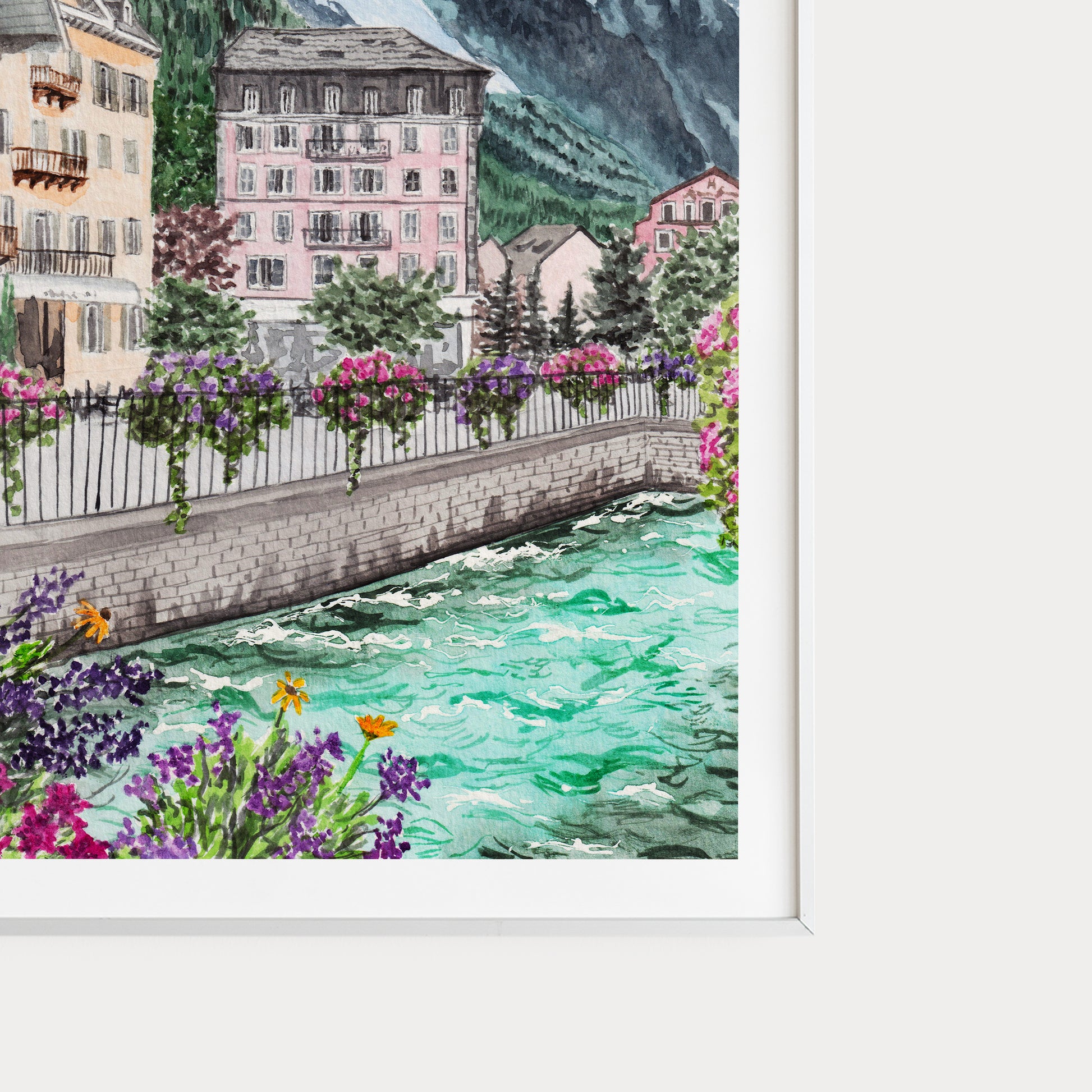 Chamonix Watercolor Painting - NorrskenArt