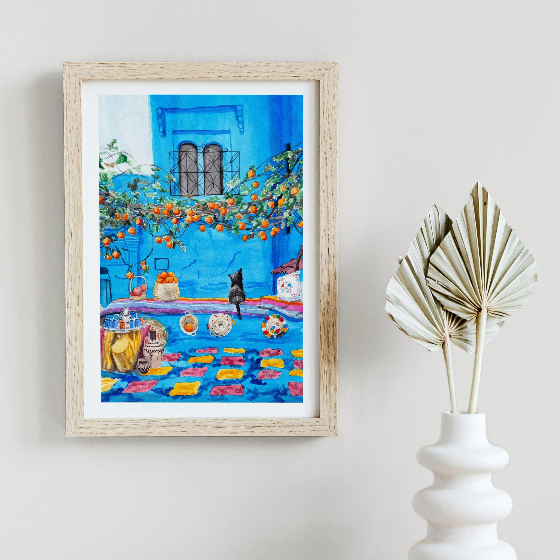 Chefchaouen Watercolor Print - Printable Digital Art - NorrskenArt