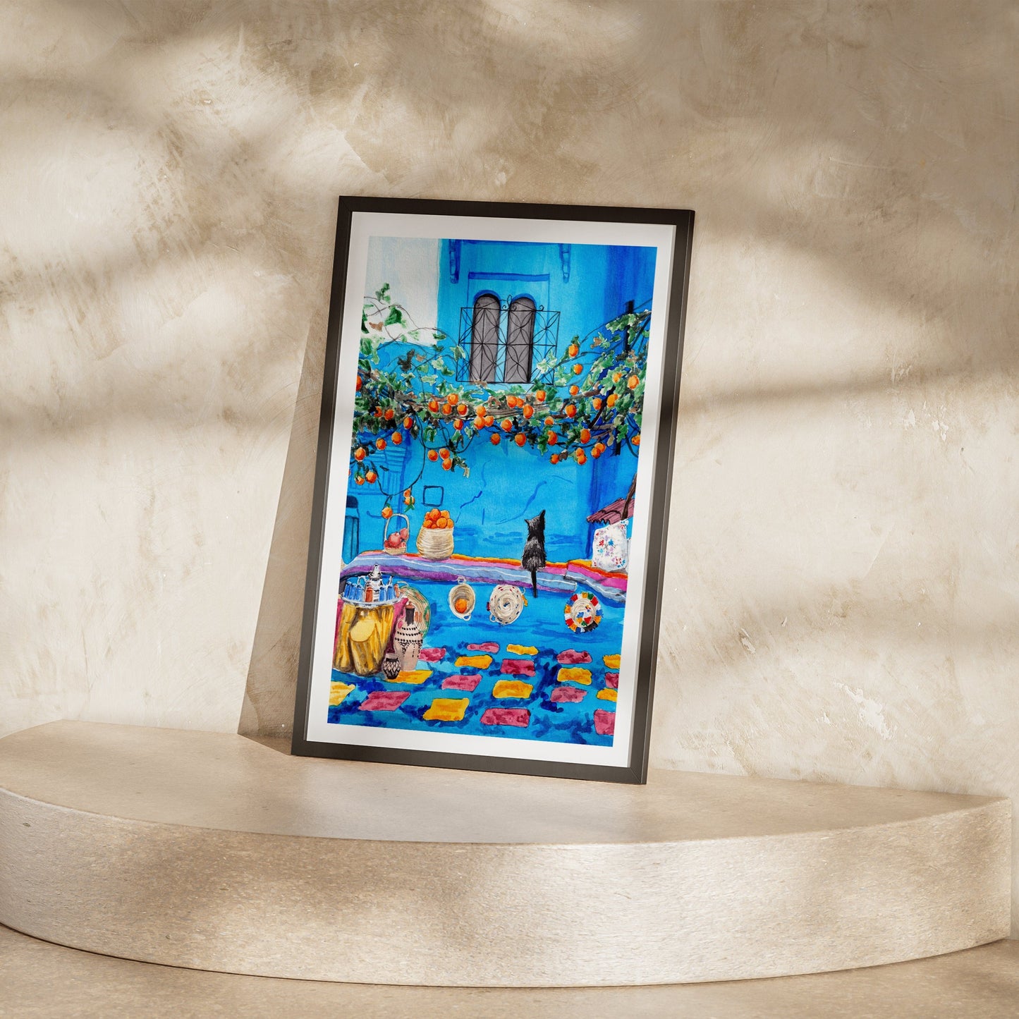 Chefchaouen Watercolor Print - Printable Digital Art - NorrskenArt