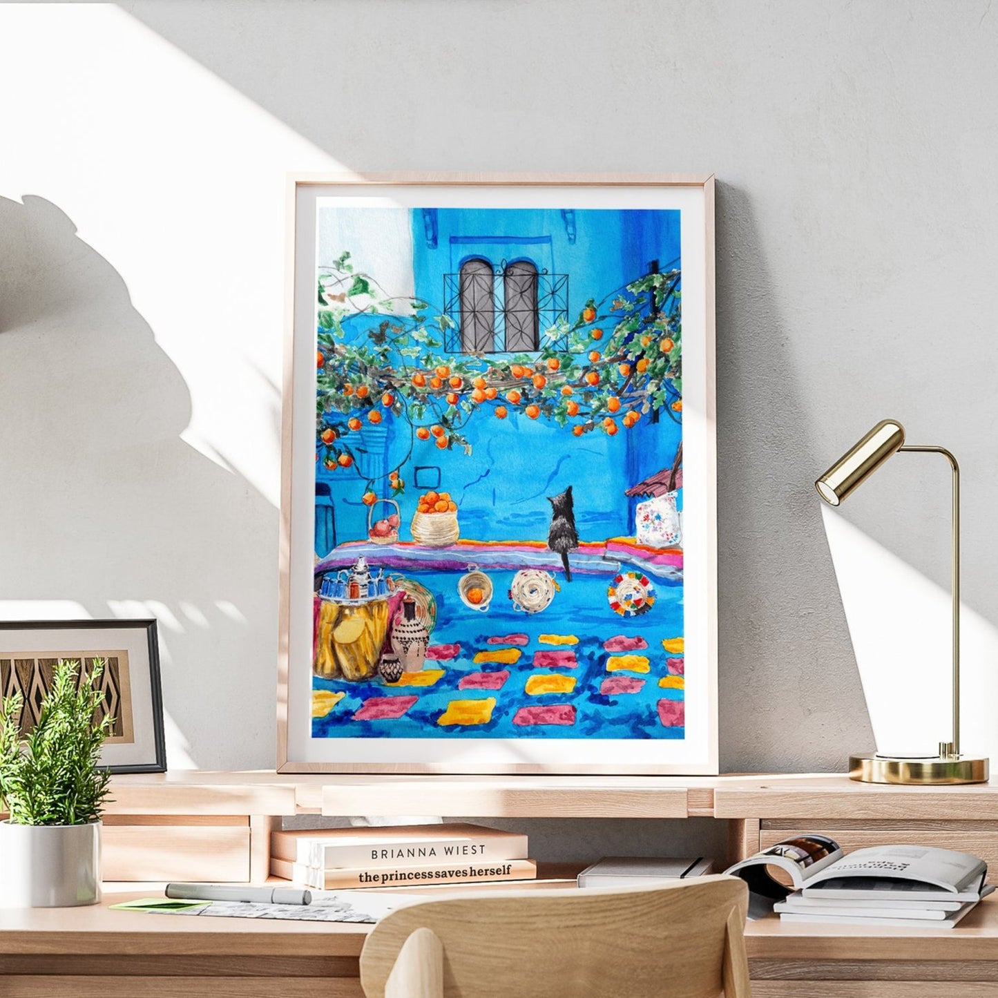 Chefchaouen Watercolor Print - Printable Digital Art - NorrskenArt