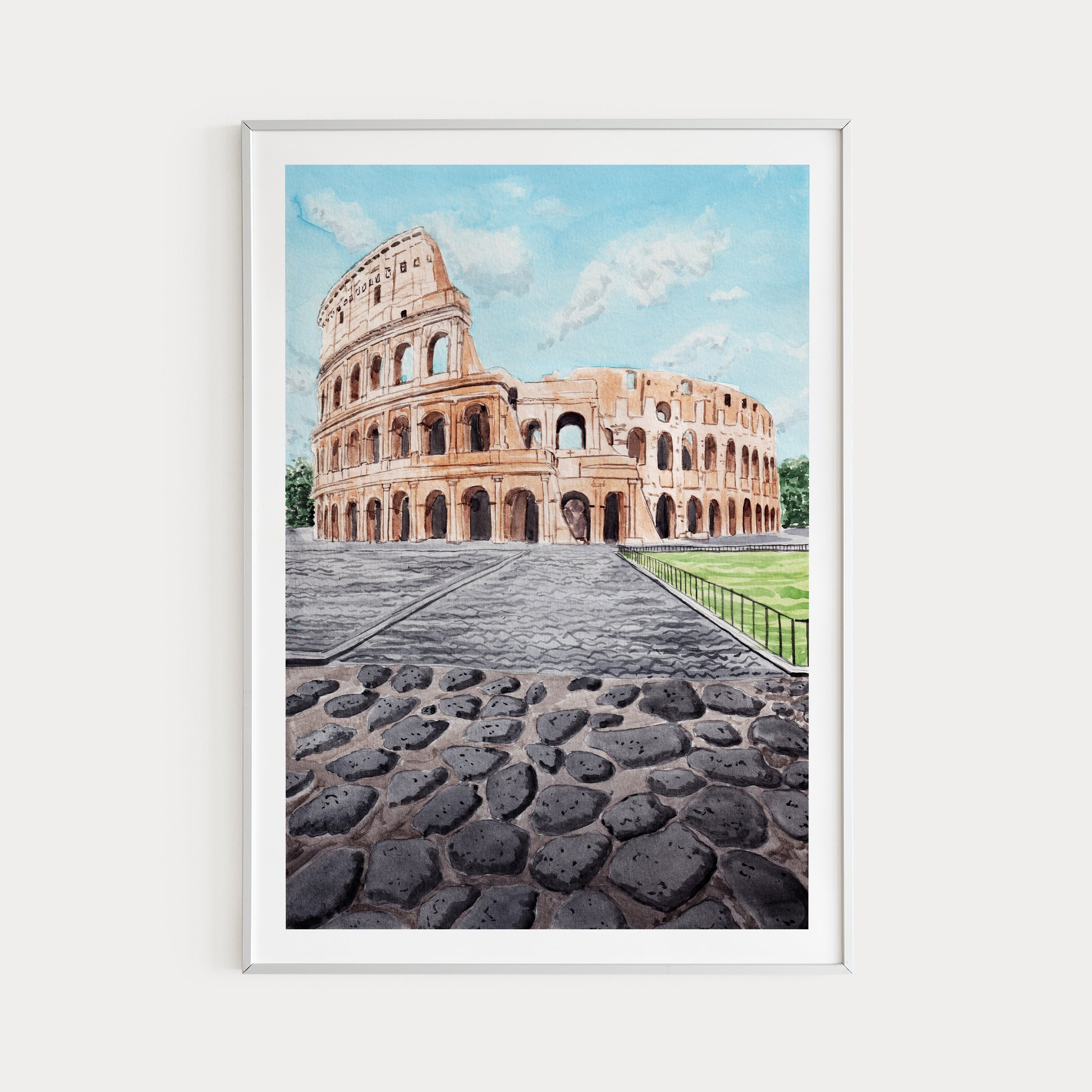 Colosseum Print, Italian Art, Watercolor Cityscape