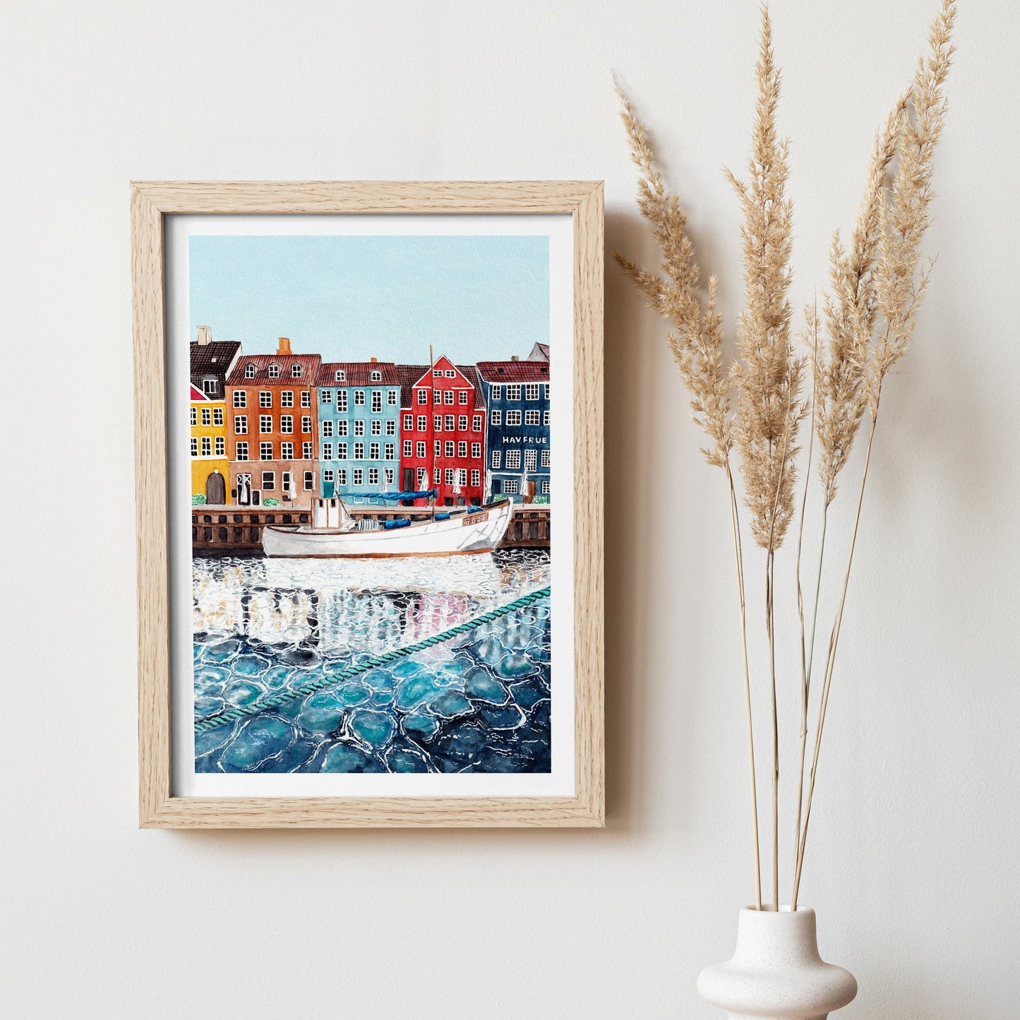 Copenhagen Denmark Watercolor Art Print Scandinavian Decor Travel Gift