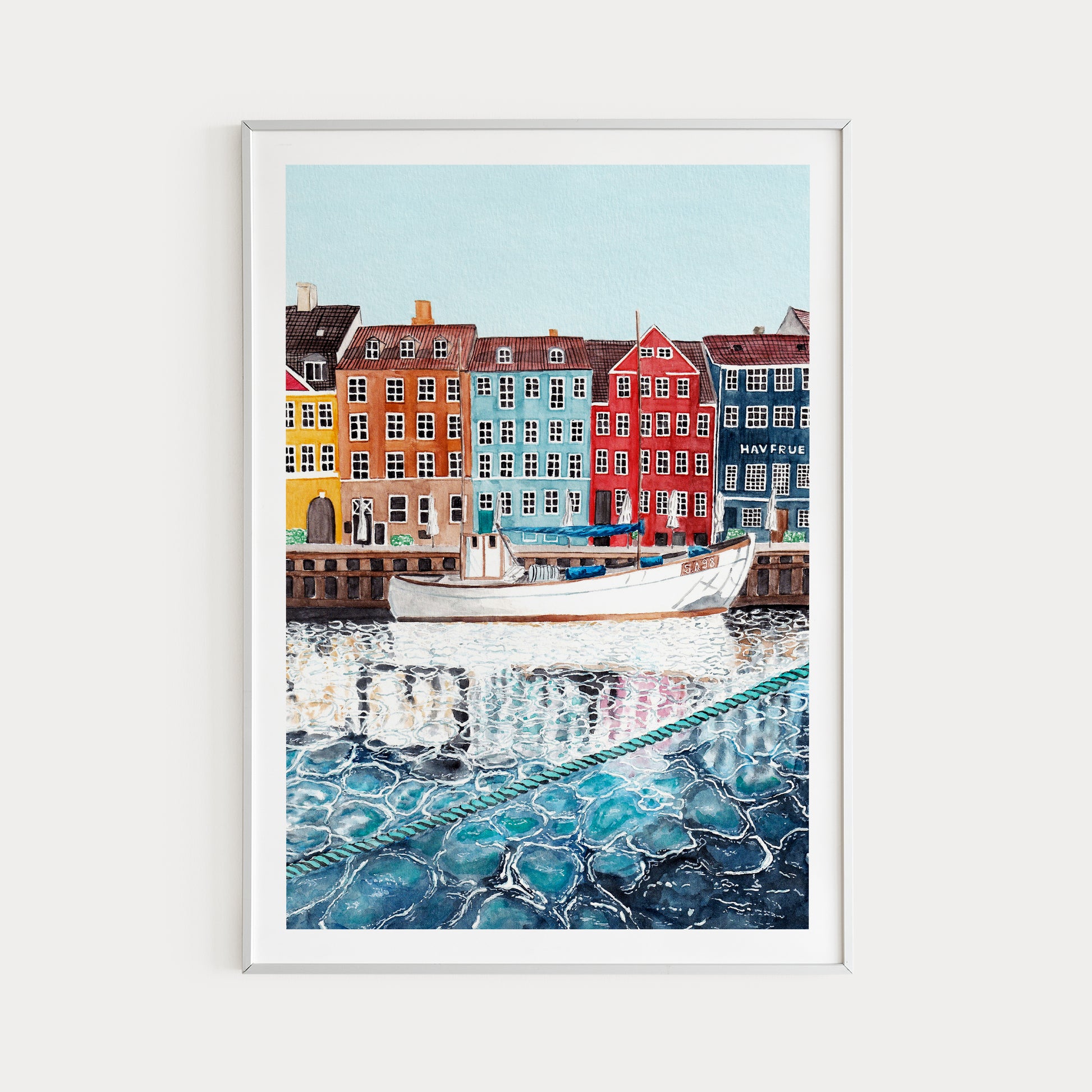 Copenhagen Print, Denmark Wall Art, Copenhagen Cityscape, Winter Decor, Scandinavian Art