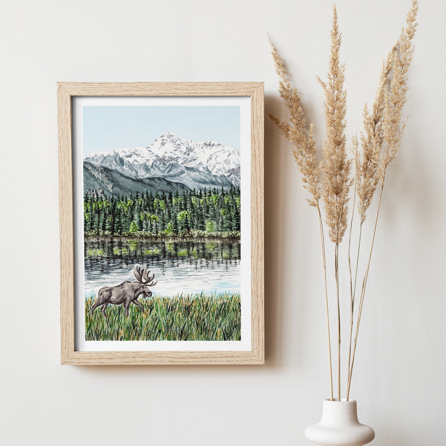 Denali Alaska Watercolor Print, Alaska Landscape, Mount McKinley Art, USA Decor, Alaska Travel Art