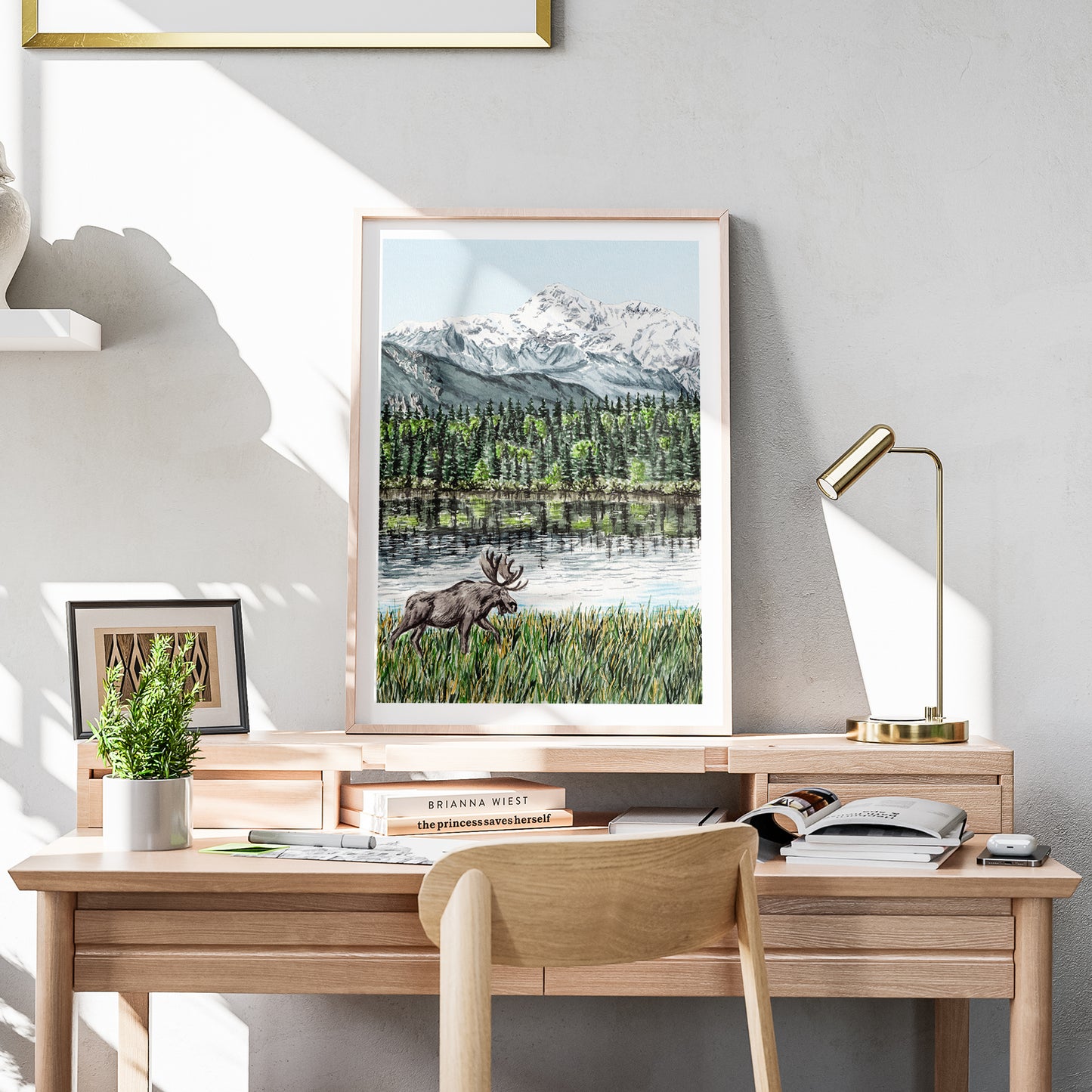 Denali Alaska Watercolor Print, Alaska Landscape, Mount McKinley Art, USA Decor, Alaska Travel Art