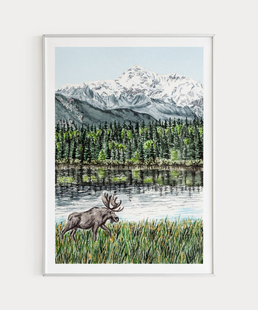Denali Alaska watercolor print