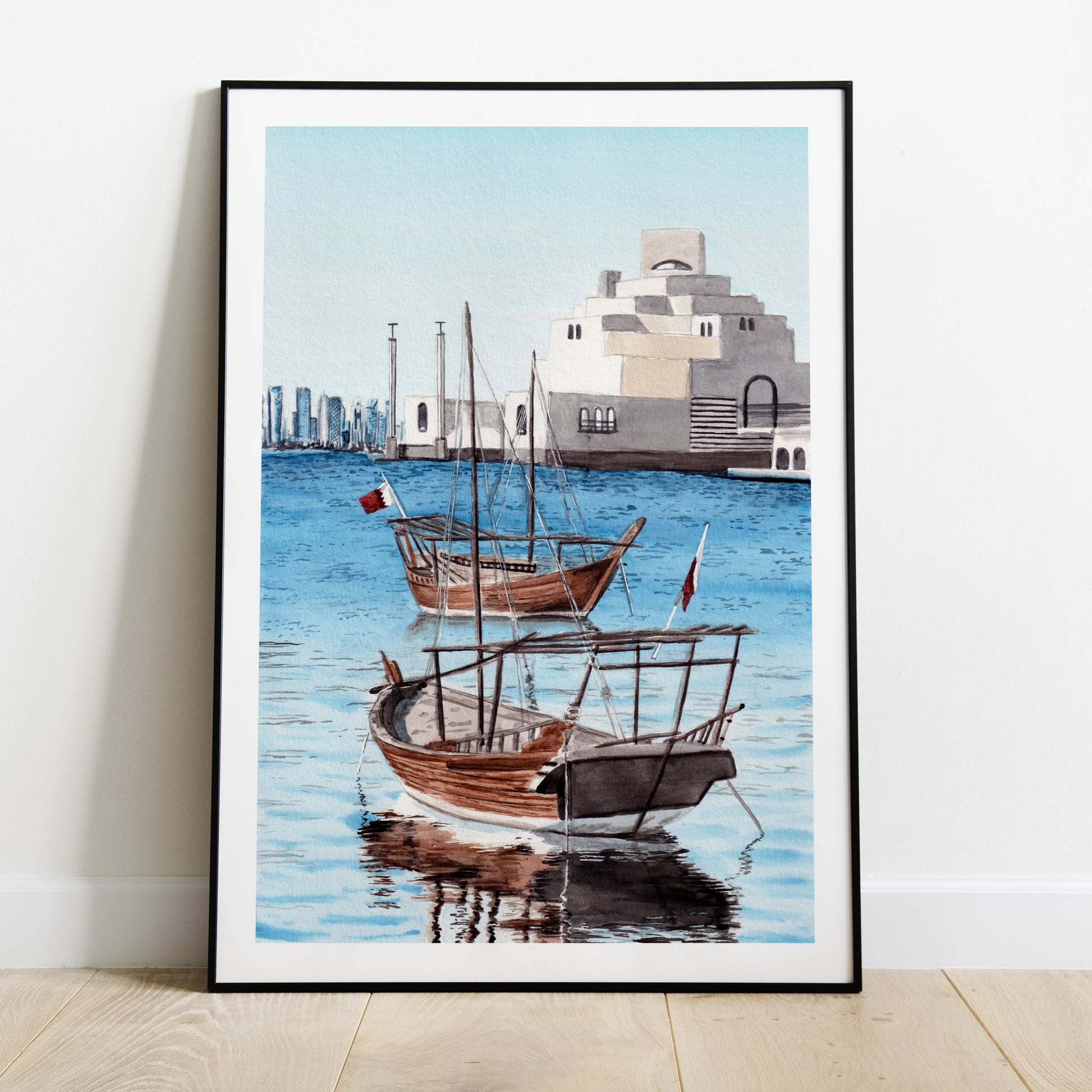 Doha Qatar Watercolor Art Print 