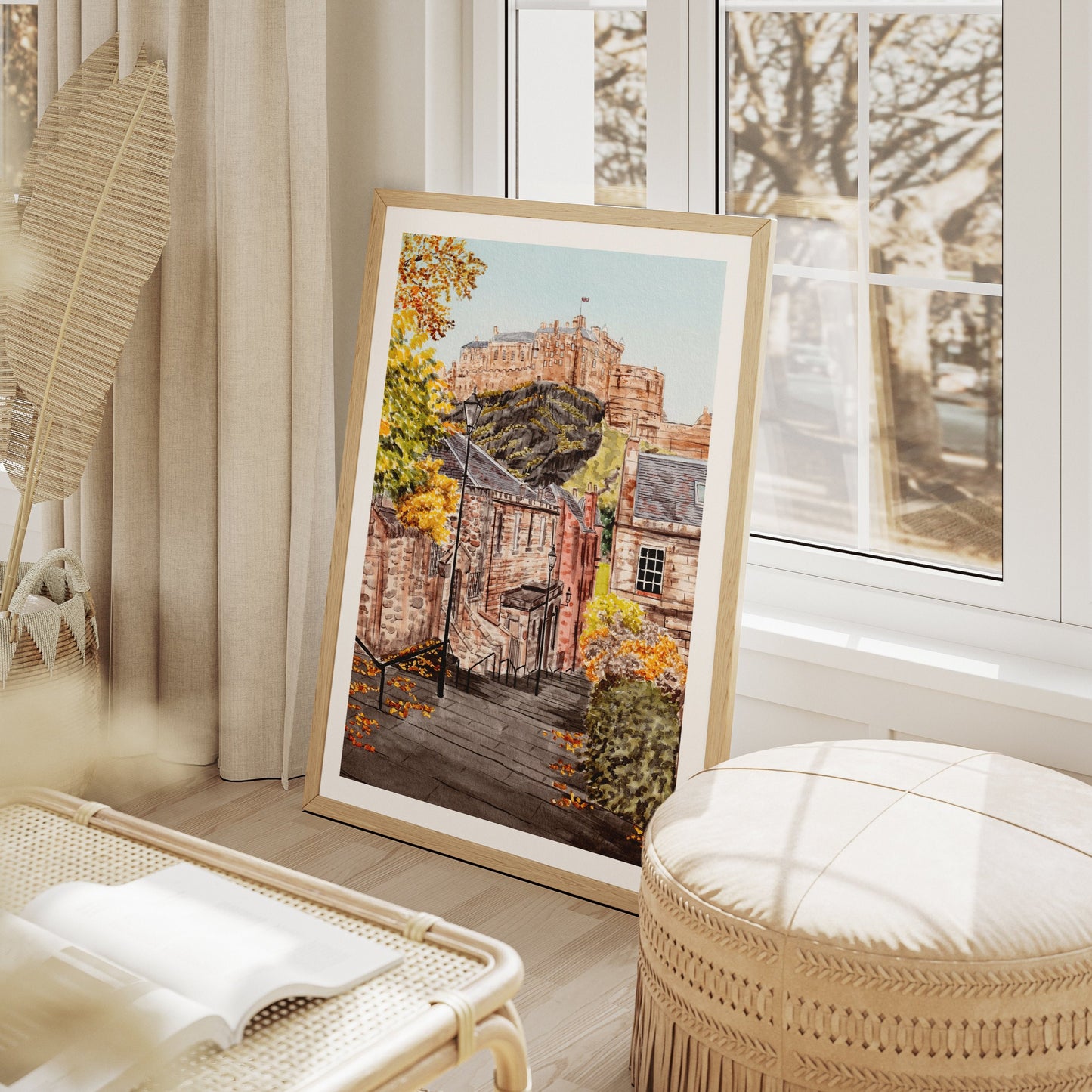 Edinburgh Viewpoint in Fall – Watercolor Art Print - NorrskenArt