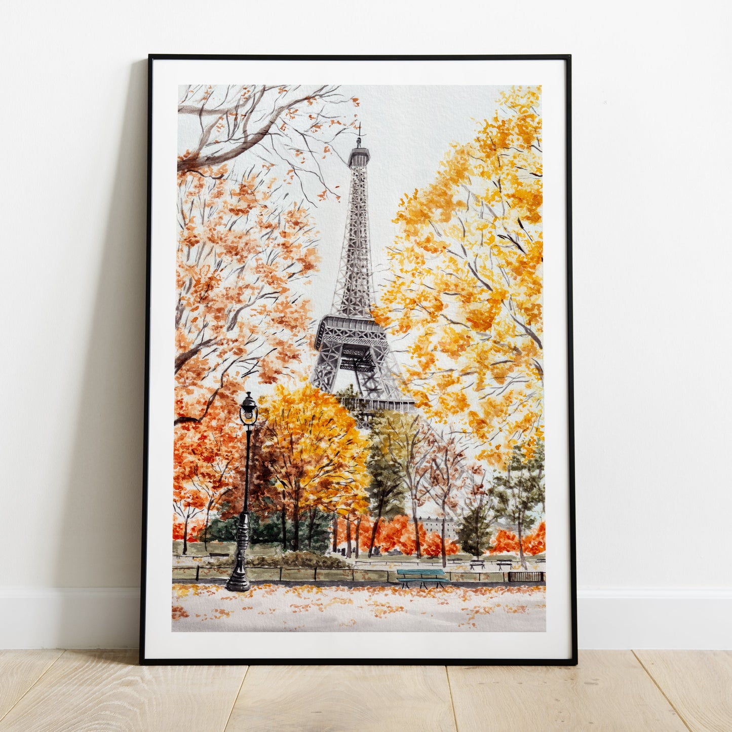 Eiffel Tower Autumn Decor - Watercolor Painting