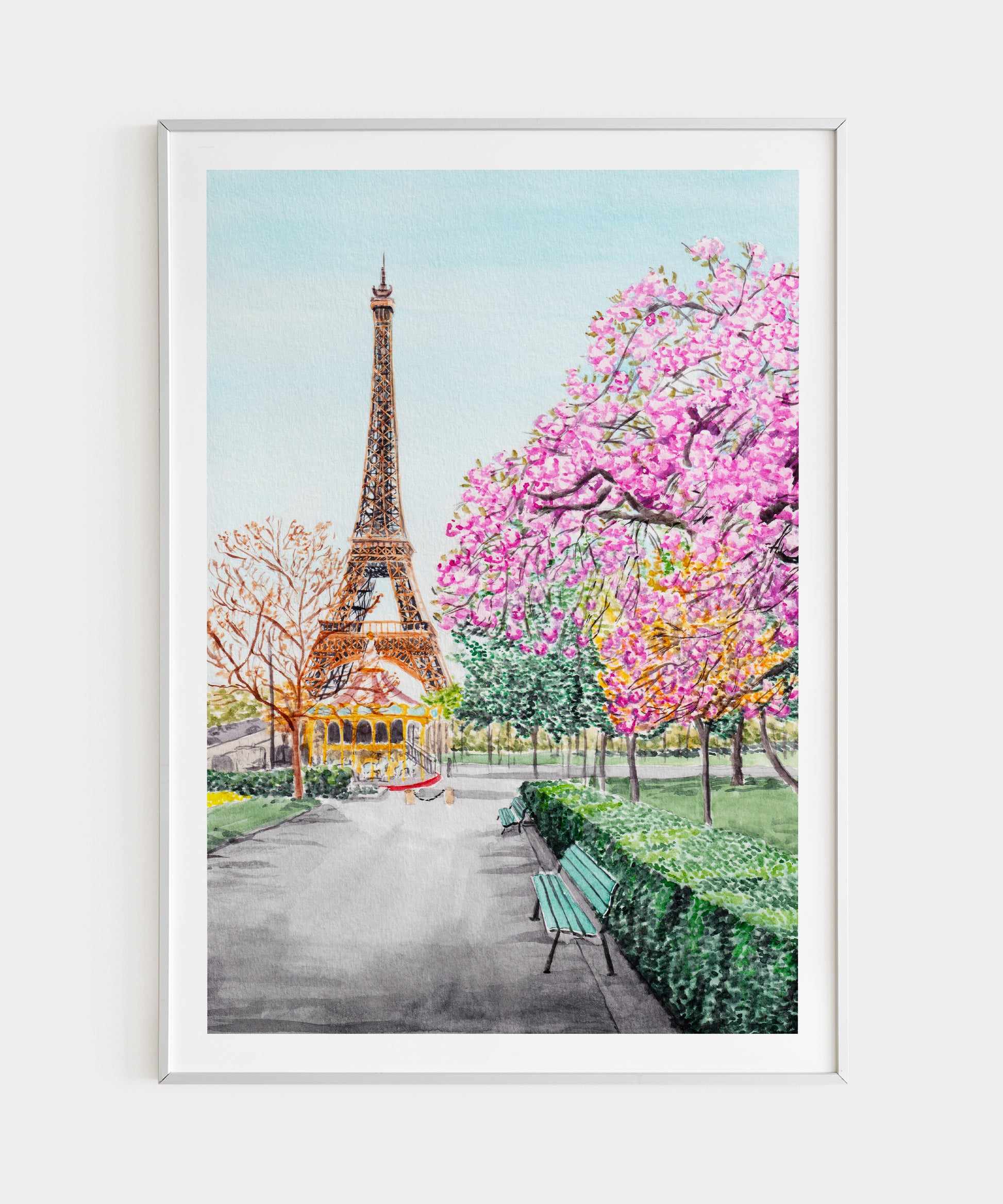 Paris in Spring - Eiffel Tower Art - Watercolor Art Print - Travel Gift -NorrskenArt