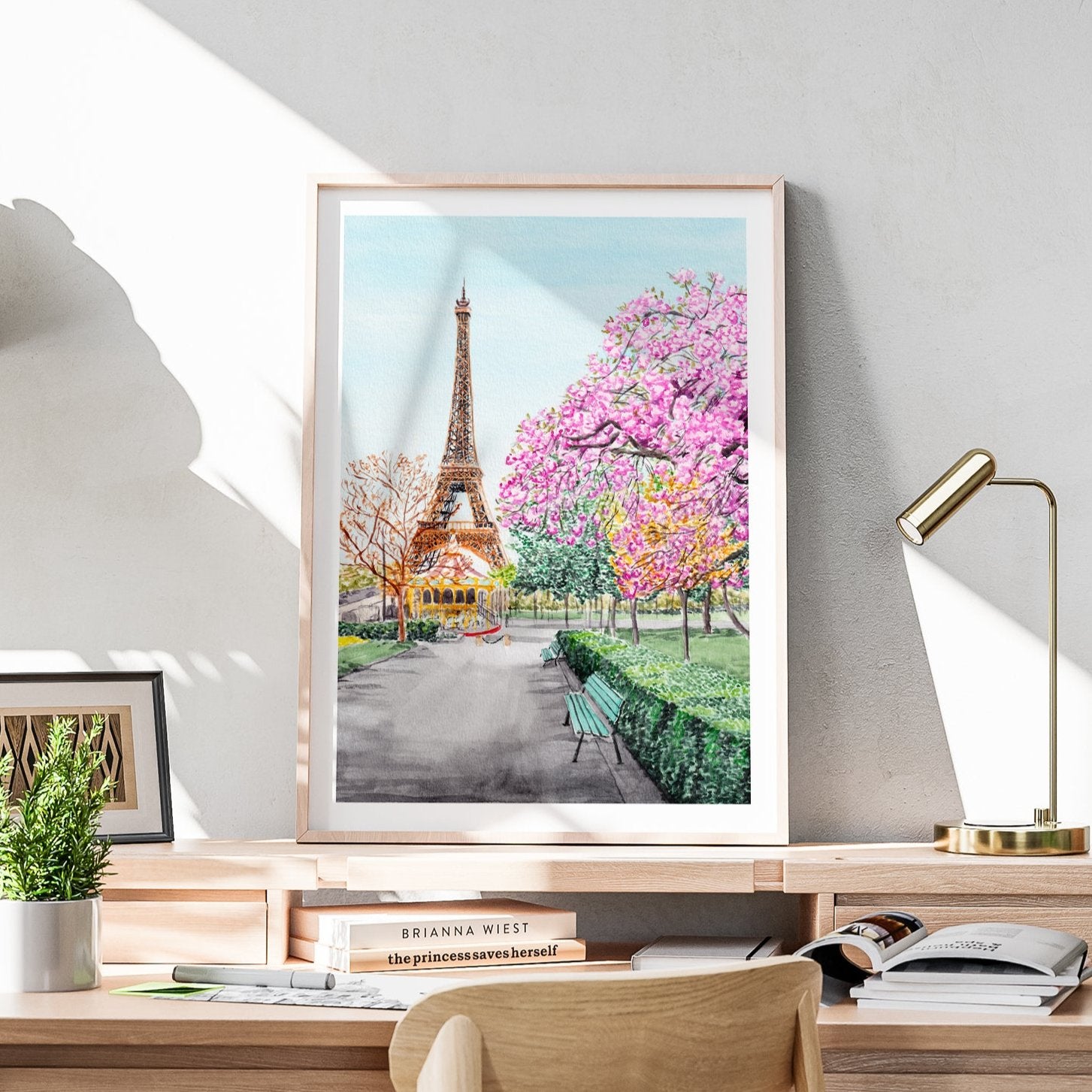 Eiffel Tower in Spring - Watercolor Art Print - NorrskenArt