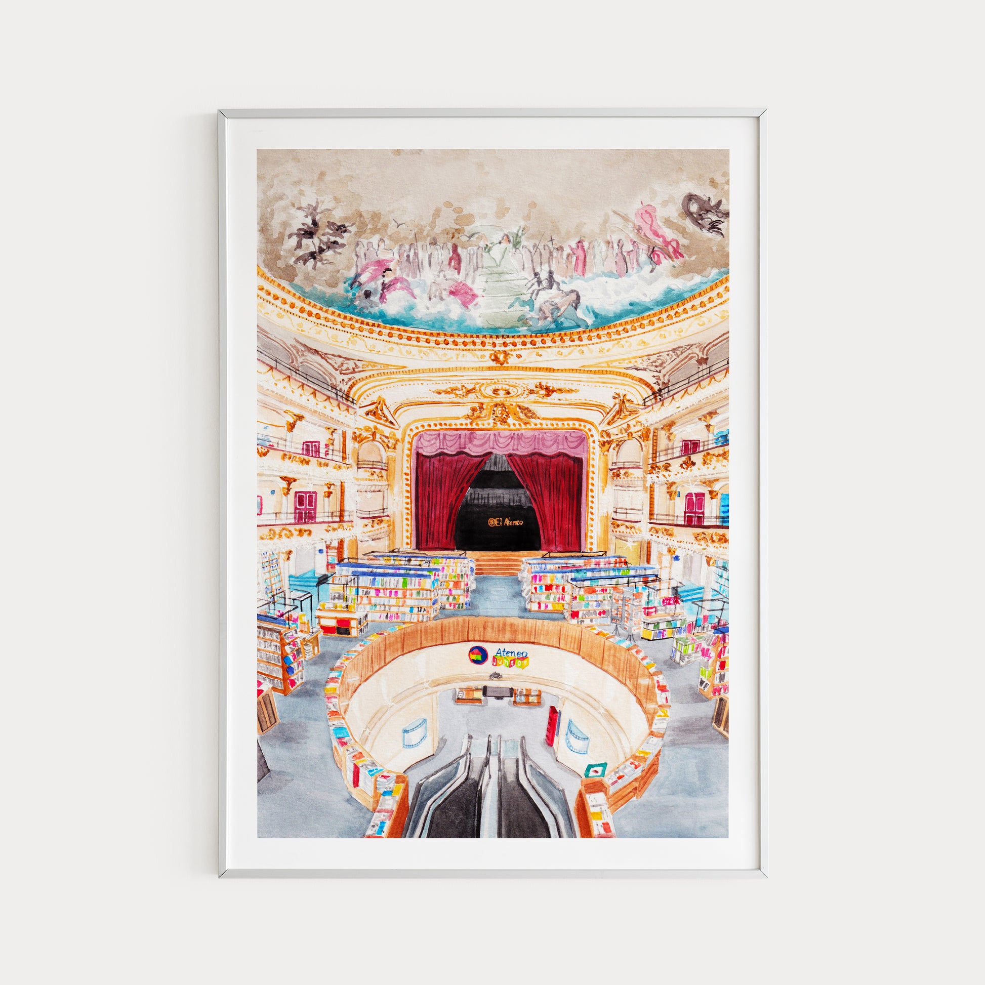 El Ateneo Buenos Aires Painting - Library Art - NorrskenArt