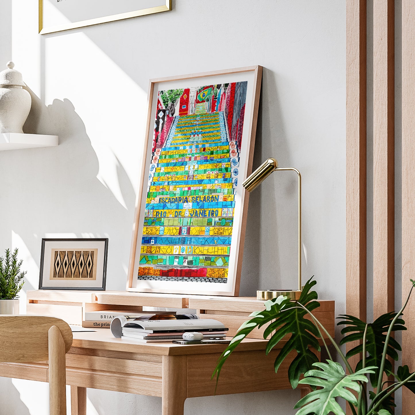 Escadaria Selarón Rio de Janeiro Watercolor Print, Brazil Wall Art, Rio de Janeiro Cityscape, Rio de Janeiro Travel Art