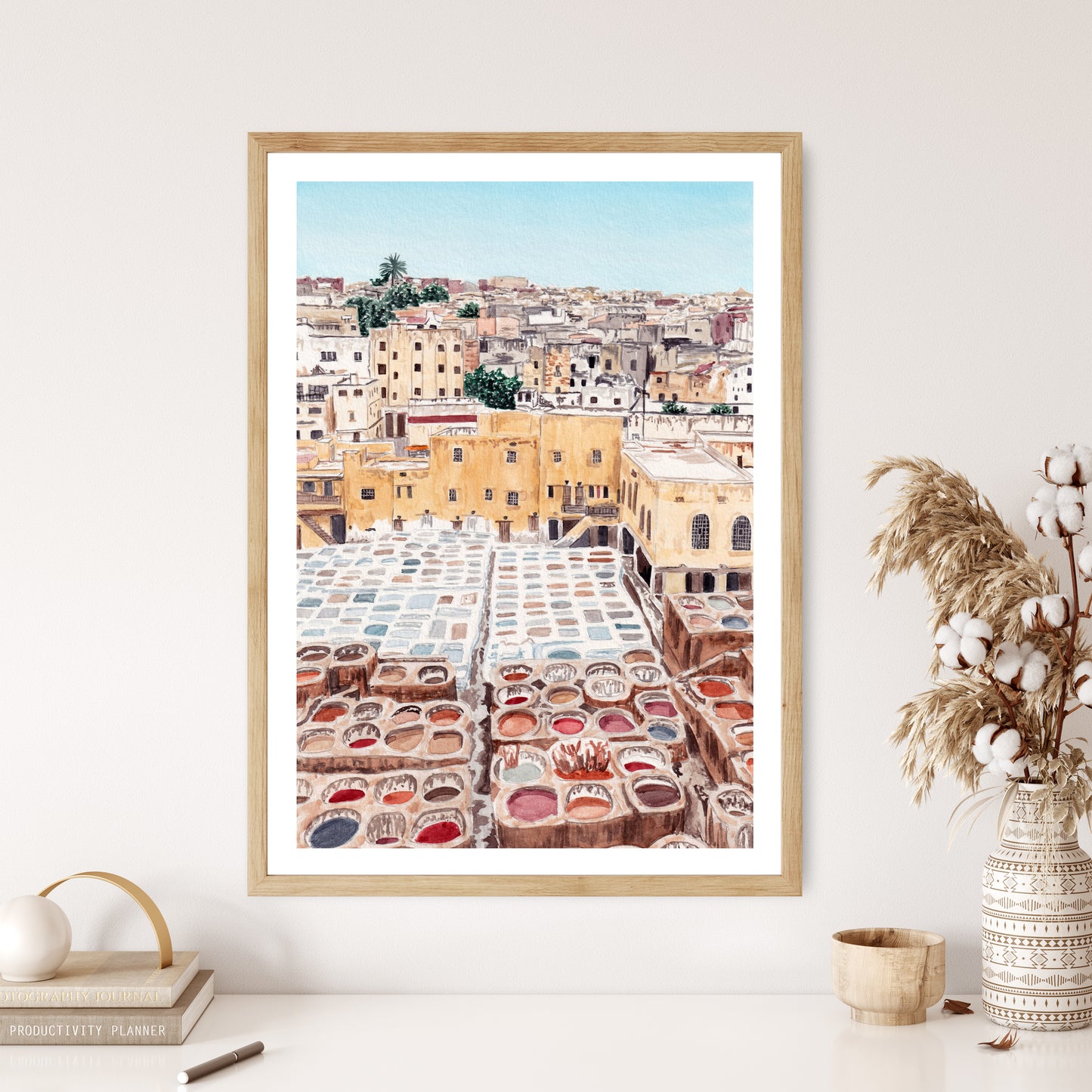 Fes Morocco Tannery - Watercolor Art Print - NorrskenArt